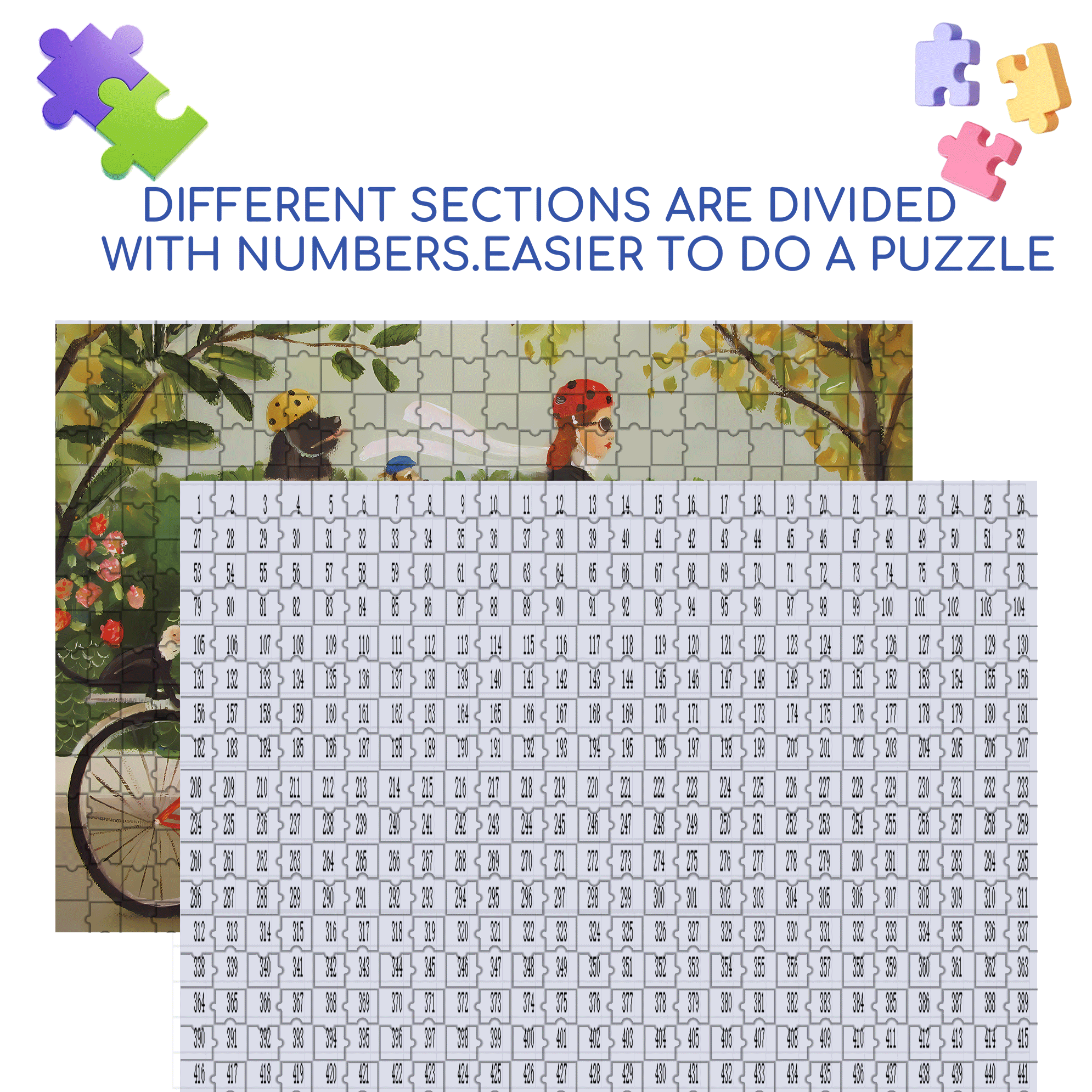 Miss Moon's Bike 500pcs/1000pcs Jigsaw Puzzle, Scratch-Resistant, Interactive Family Game & Brain-Boosting DIY Decor, Perfect for Halloween, Christmas & New Year Gifts, Family Puzzle Game