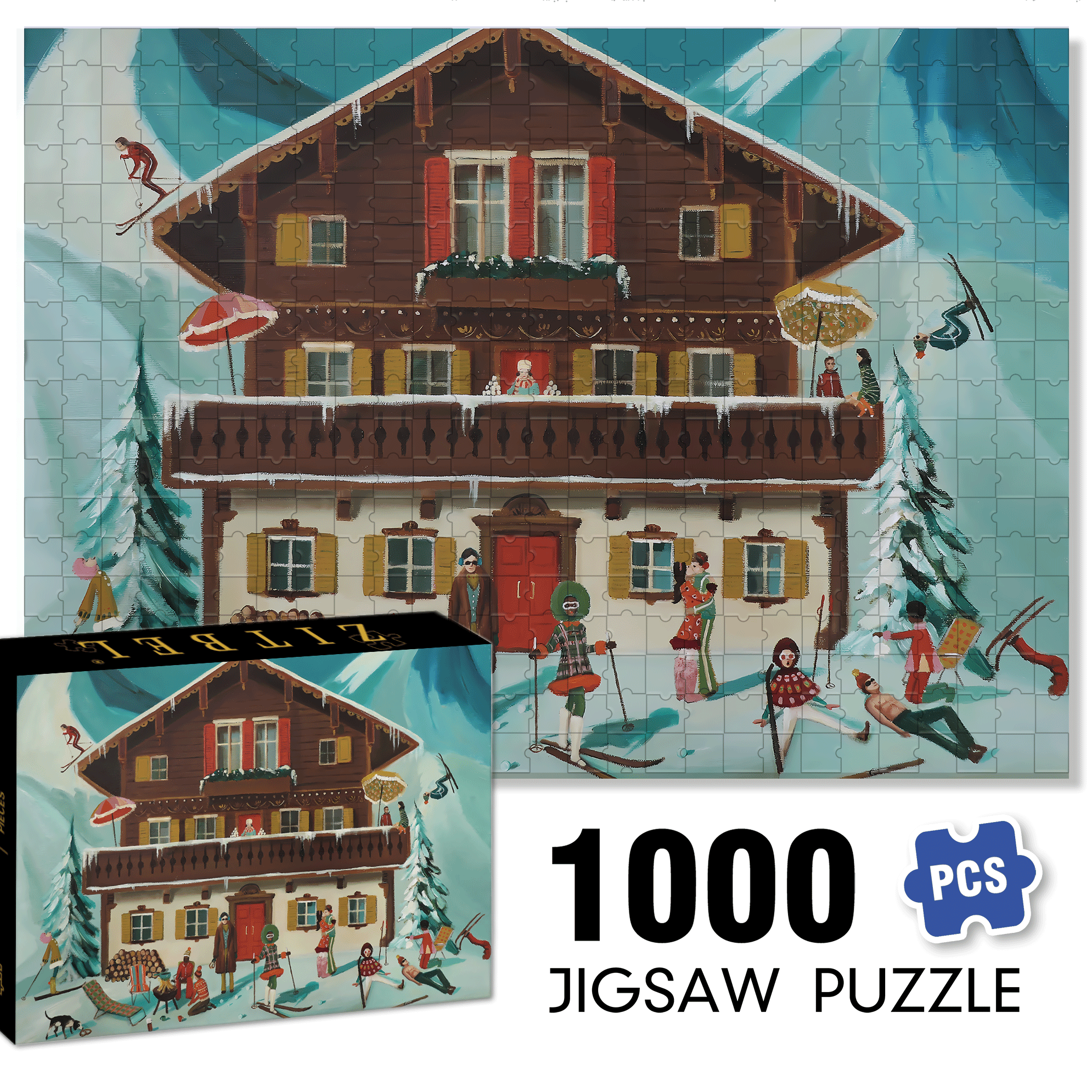 Mountain Moguls 500pcs/1000pcs Jigsaw Puzzle, Scratch-Resistant, Interactive Family Game & Brain-Boosting DIY Decor, Perfect for Halloween, Christmas & New Year Gifts, Family Puzzle Game