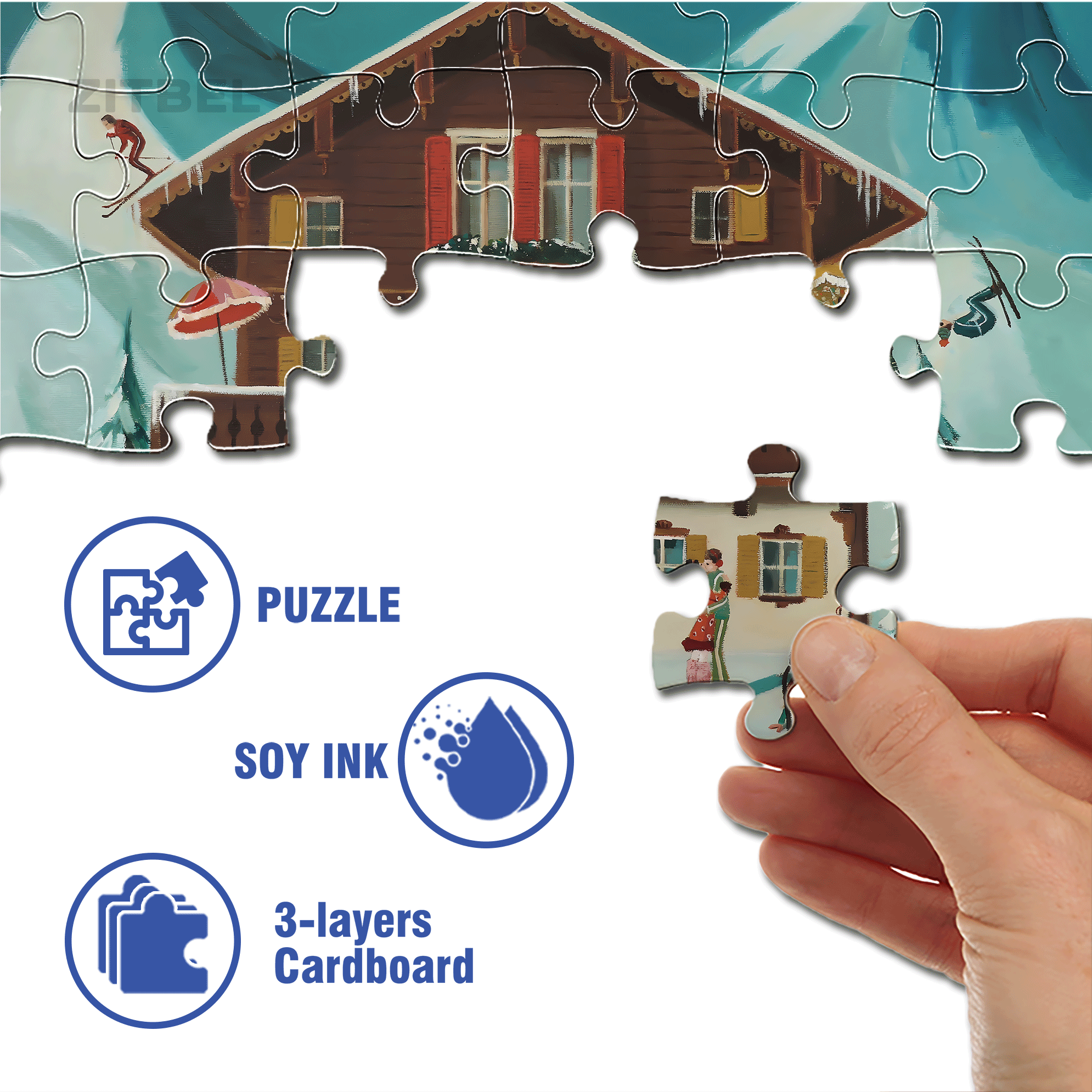Mountain Moguls 500pcs/1000pcs Jigsaw Puzzle, Scratch-Resistant, Interactive Family Game & Brain-Boosting DIY Decor, Perfect for Halloween, Christmas & New Year Gifts, Family Puzzle Game
