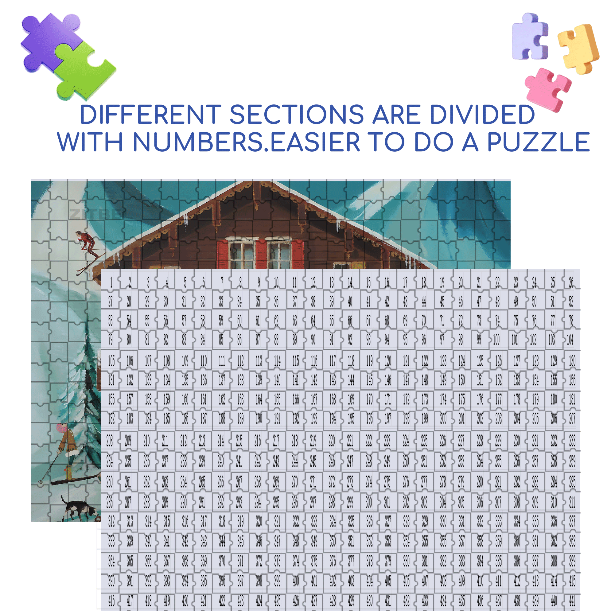 Mountain Moguls 500pcs/1000pcs Jigsaw Puzzle, Scratch-Resistant, Interactive Family Game & Brain-Boosting DIY Decor, Perfect for Halloween, Christmas & New Year Gifts, Family Puzzle Game