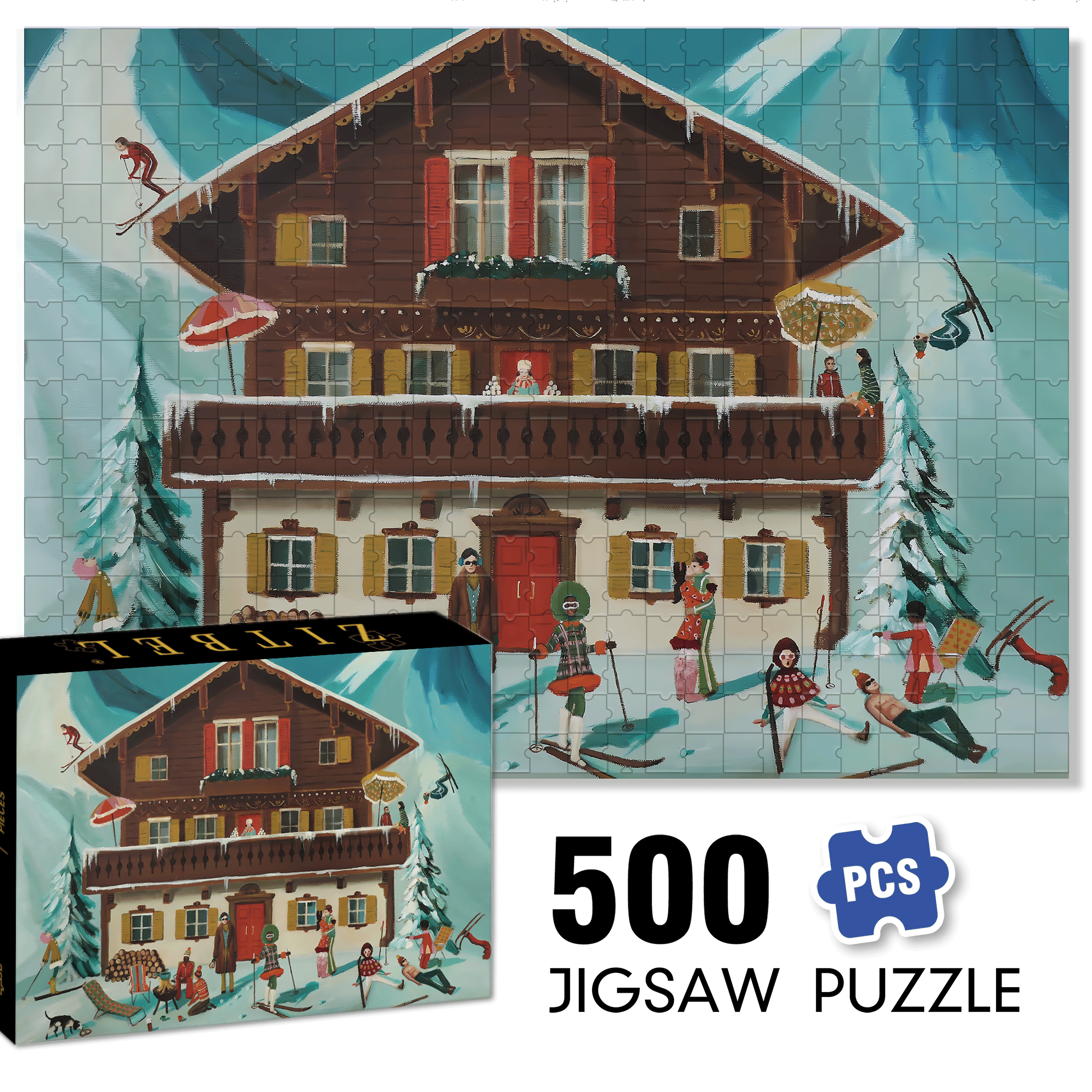 Mountain Moguls 500pcs/1000pcs Jigsaw Puzzle, Scratch-Resistant, Interactive Family Game & Brain-Boosting DIY Decor, Perfect for Halloween, Christmas & New Year Gifts, Family Puzzle Game