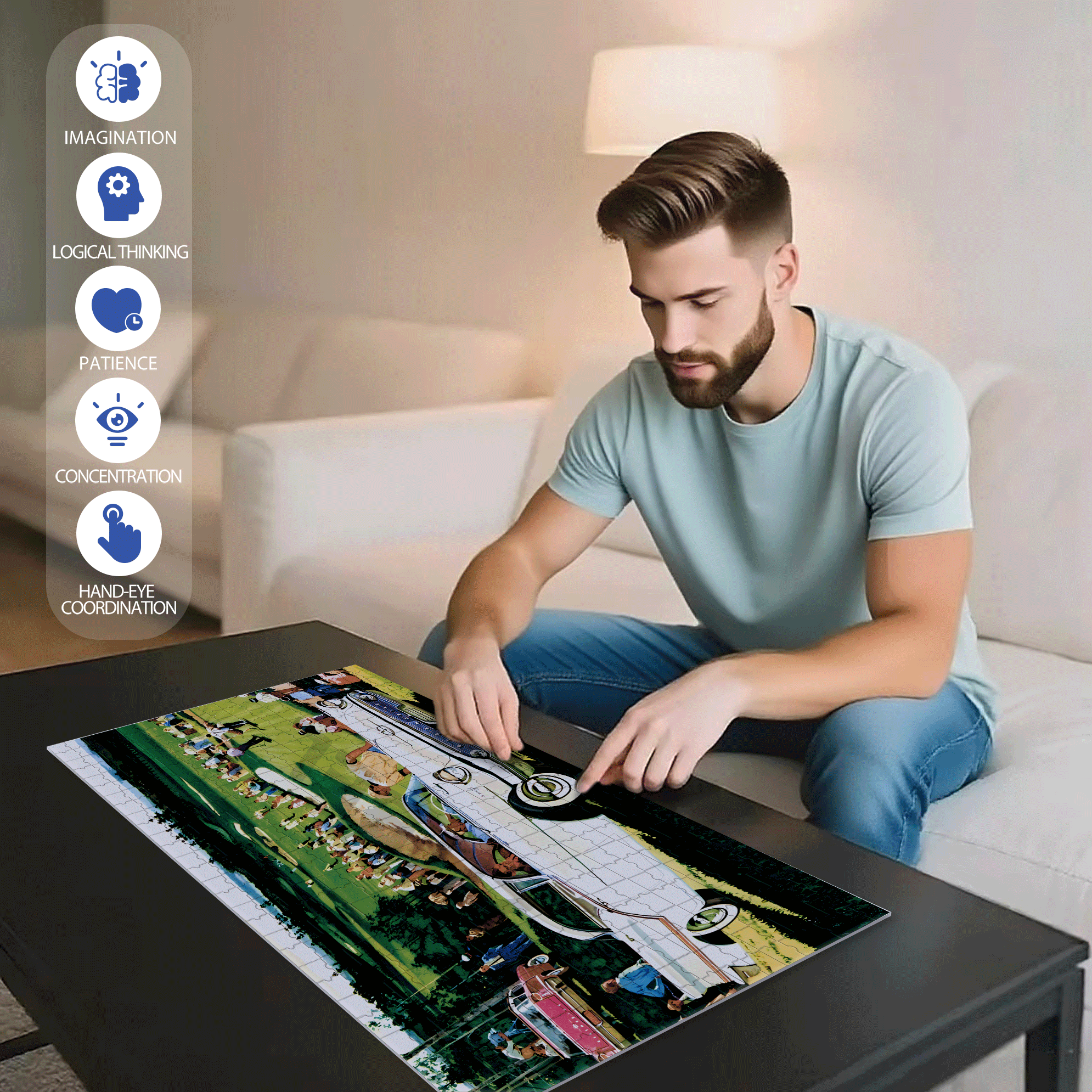 On the Green 500pcs/1000pcs Jigsaw Puzzle, Scratch-Resistant, Interactive Family Game & Brain-Boosting DIY Decor, Perfect for Halloween, Christmas & New Year Gifts, Family Puzzle Game