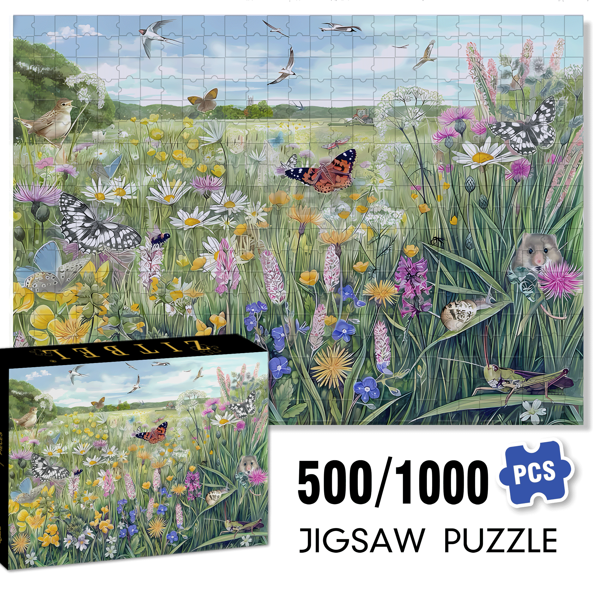 Pastoral Style 500pcs/1000pcs Jigsaw Puzzle, Scratch-Resistant, Interactive Family Game & Brain-Boosting DIY Decor, Perfect for Halloween, Christmas & New Year Gifts, Family Puzzle Game