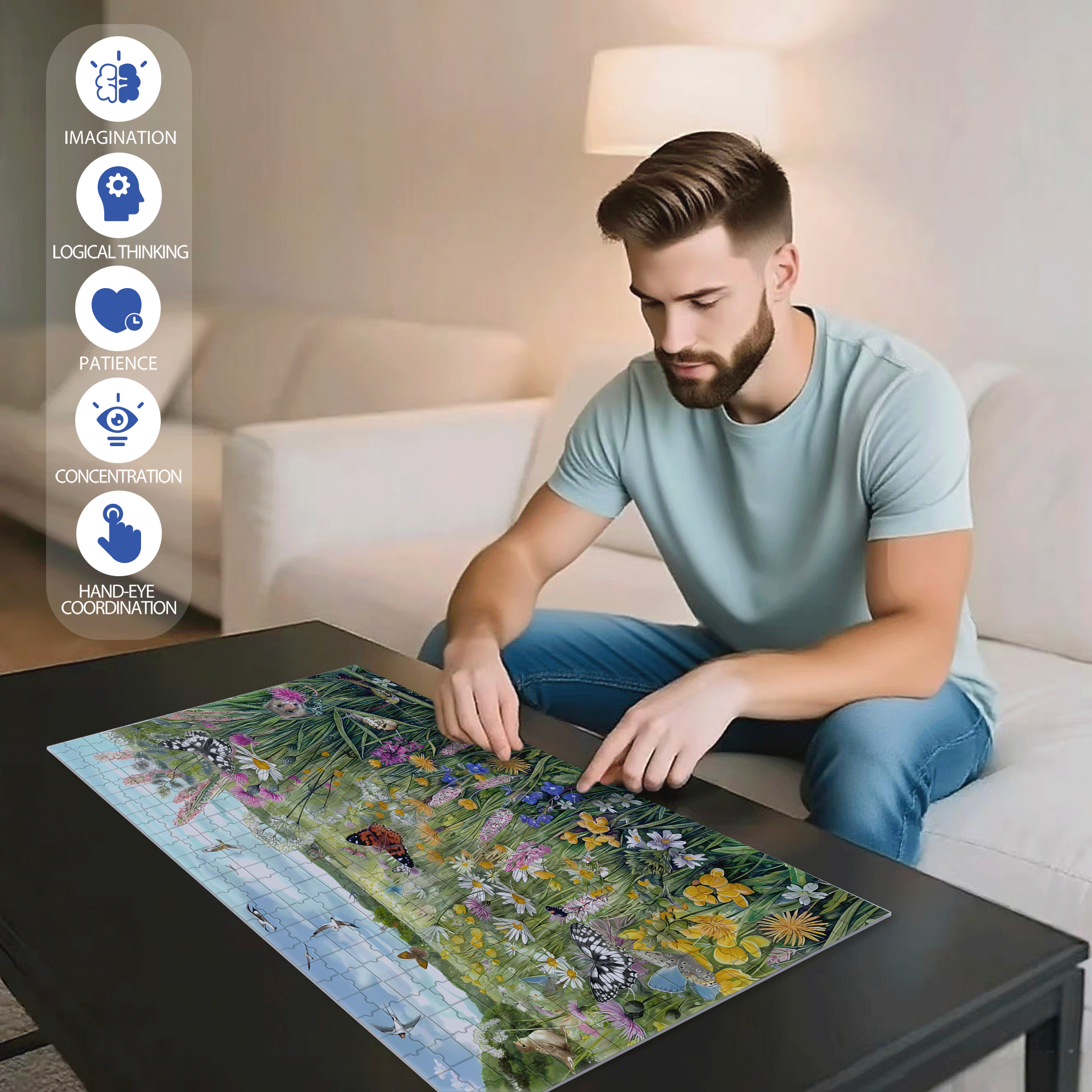 Pastoral Style 500pcs/1000pcs Jigsaw Puzzle, Scratch-Resistant, Interactive Family Game & Brain-Boosting DIY Decor, Perfect for Halloween, Christmas & New Year Gifts, Family Puzzle Game