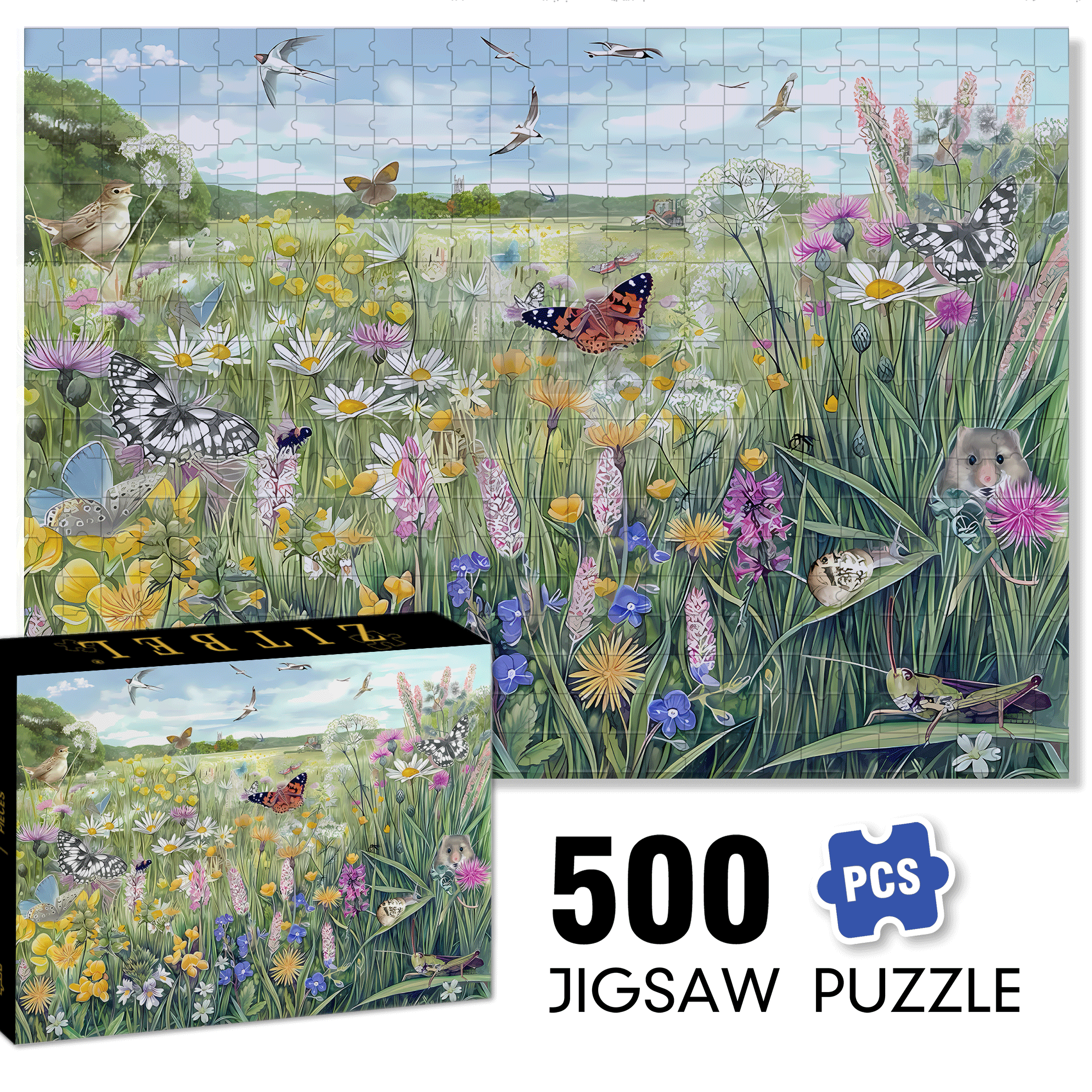 Pastoral Style 500pcs/1000pcs Jigsaw Puzzle, Scratch-Resistant, Interactive Family Game & Brain-Boosting DIY Decor, Perfect for Halloween, Christmas & New Year Gifts, Family Puzzle Game