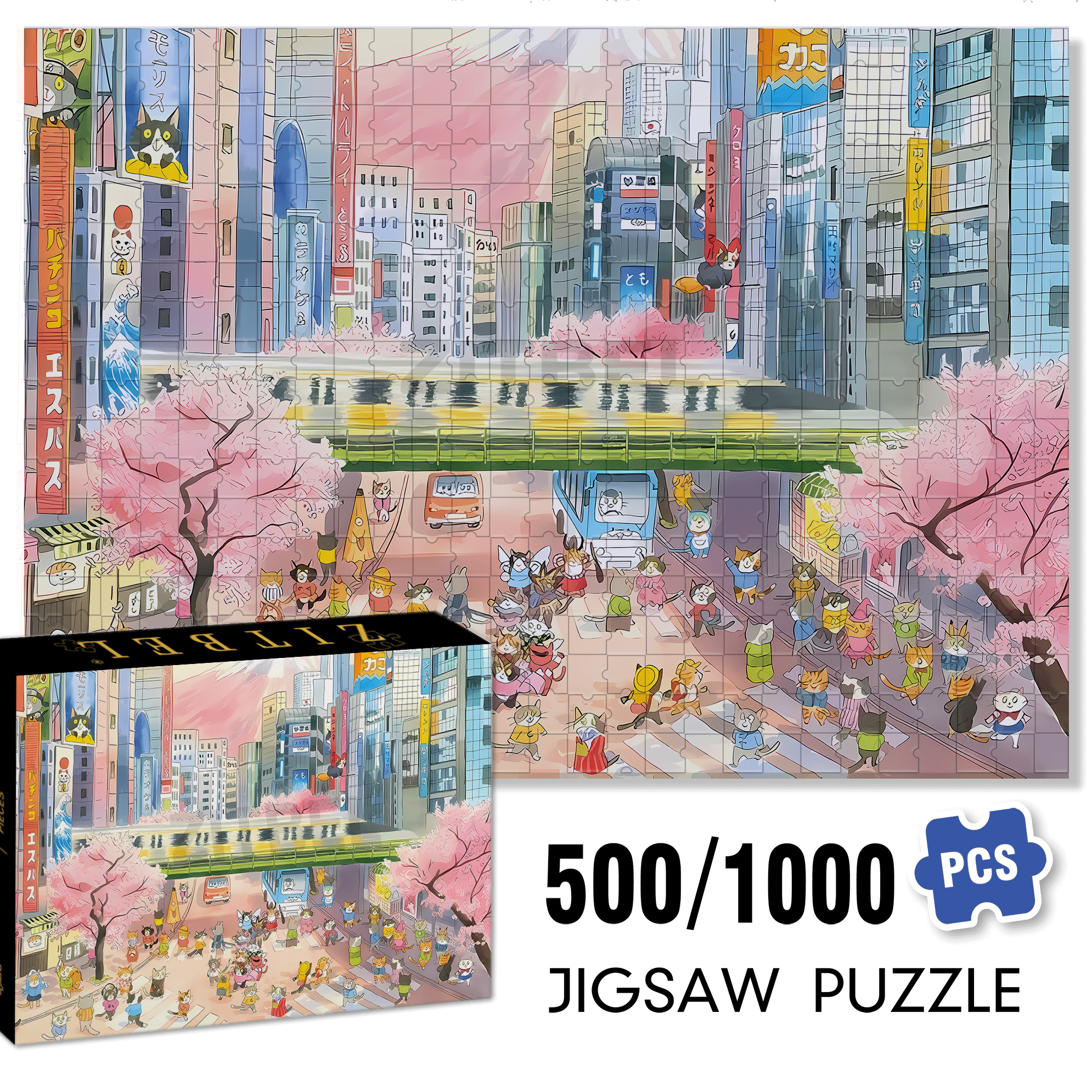 Peak Hours 500pcs/1000pcs Jigsaw Puzzle, Scratch-Resistant, Interactive Family Game & Brain-Boosting DIY Decor, Perfect for Halloween, Christmas & New Year Gifts, Family Puzzle Game