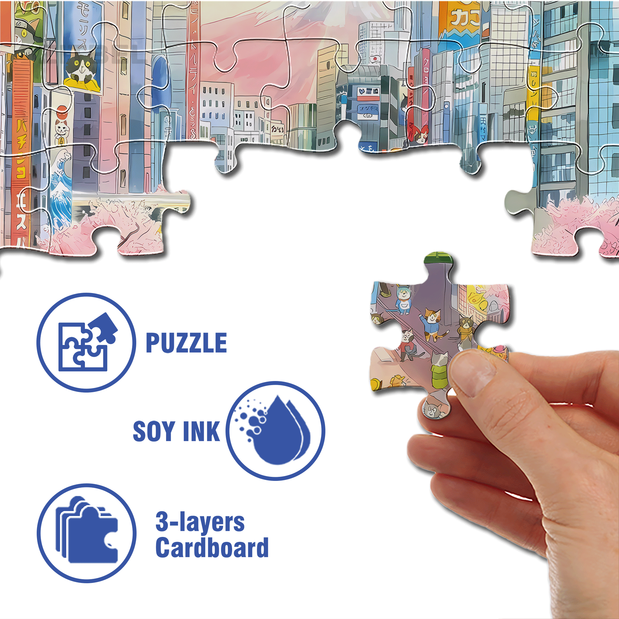 Peak Hours 500pcs/1000pcs Jigsaw Puzzle, Scratch-Resistant, Interactive Family Game & Brain-Boosting DIY Decor, Perfect for Halloween, Christmas & New Year Gifts, Family Puzzle Game