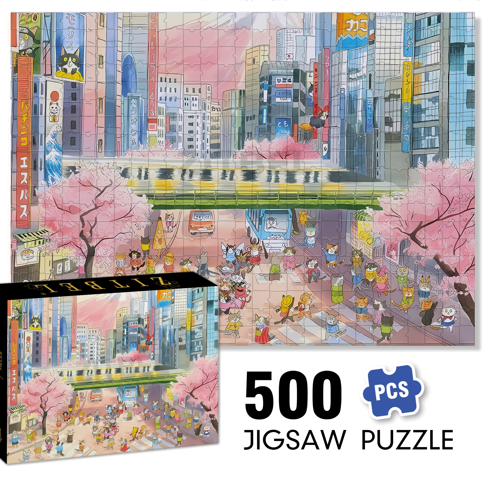 Peak Hours 500pcs/1000pcs Jigsaw Puzzle, Scratch-Resistant, Interactive Family Game & Brain-Boosting DIY Decor, Perfect for Halloween, Christmas & New Year Gifts, Family Puzzle Game