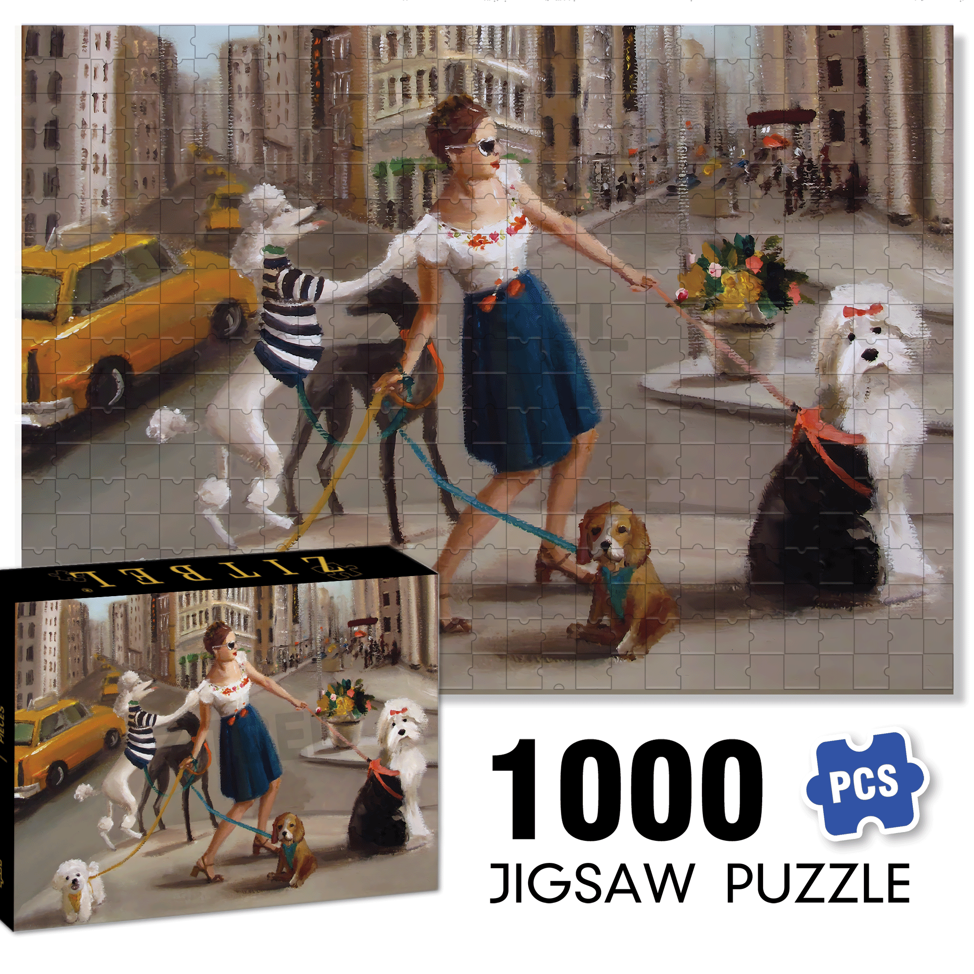 Pets in the City 500pcs/1000pcs Jigsaw Puzzle, Scratch-Resistant, Interactive Family Game & Brain-Boosting DIY Decor, Perfect for Halloween, Christmas & New Year Gifts, Family Puzzle Game