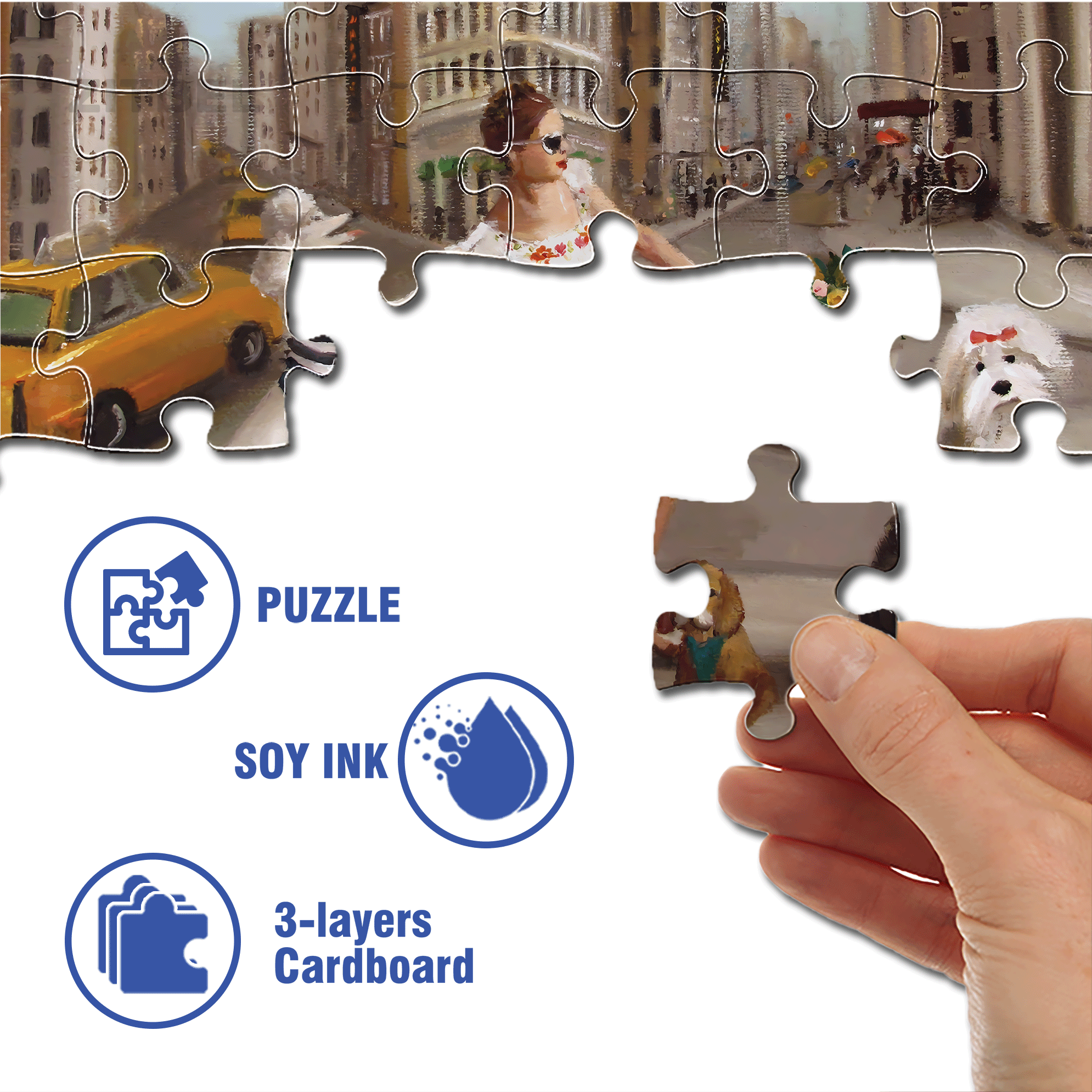 Pets in the City 500pcs/1000pcs Jigsaw Puzzle, Scratch-Resistant, Interactive Family Game & Brain-Boosting DIY Decor, Perfect for Halloween, Christmas & New Year Gifts, Family Puzzle Game