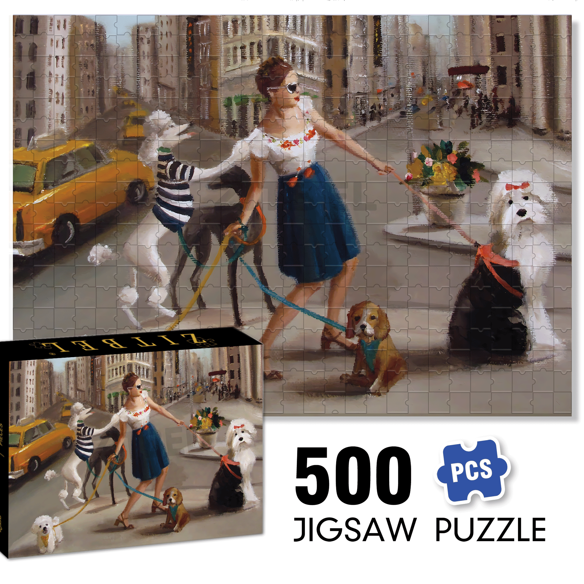 Pets in the City 500pcs/1000pcs Jigsaw Puzzle, Scratch-Resistant, Interactive Family Game & Brain-Boosting DIY Decor, Perfect for Halloween, Christmas & New Year Gifts, Family Puzzle Game