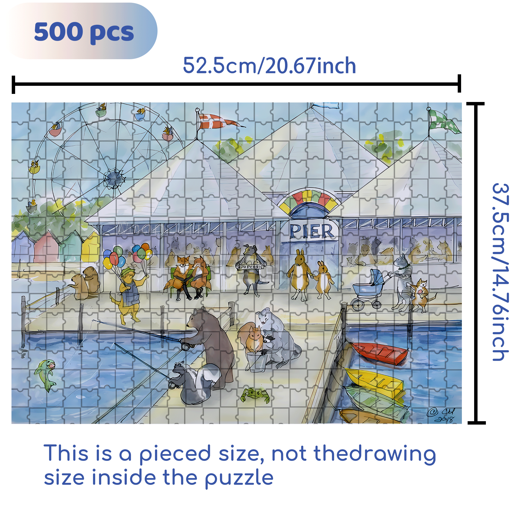 Pier 500pcs/1000pcs Jigsaw Puzzle, Scratch-Resistant, Interactive Family Game & Brain-Boosting DIY Decor, Perfect for Halloween, Christmas & New Year Gifts, Family Puzzle Game