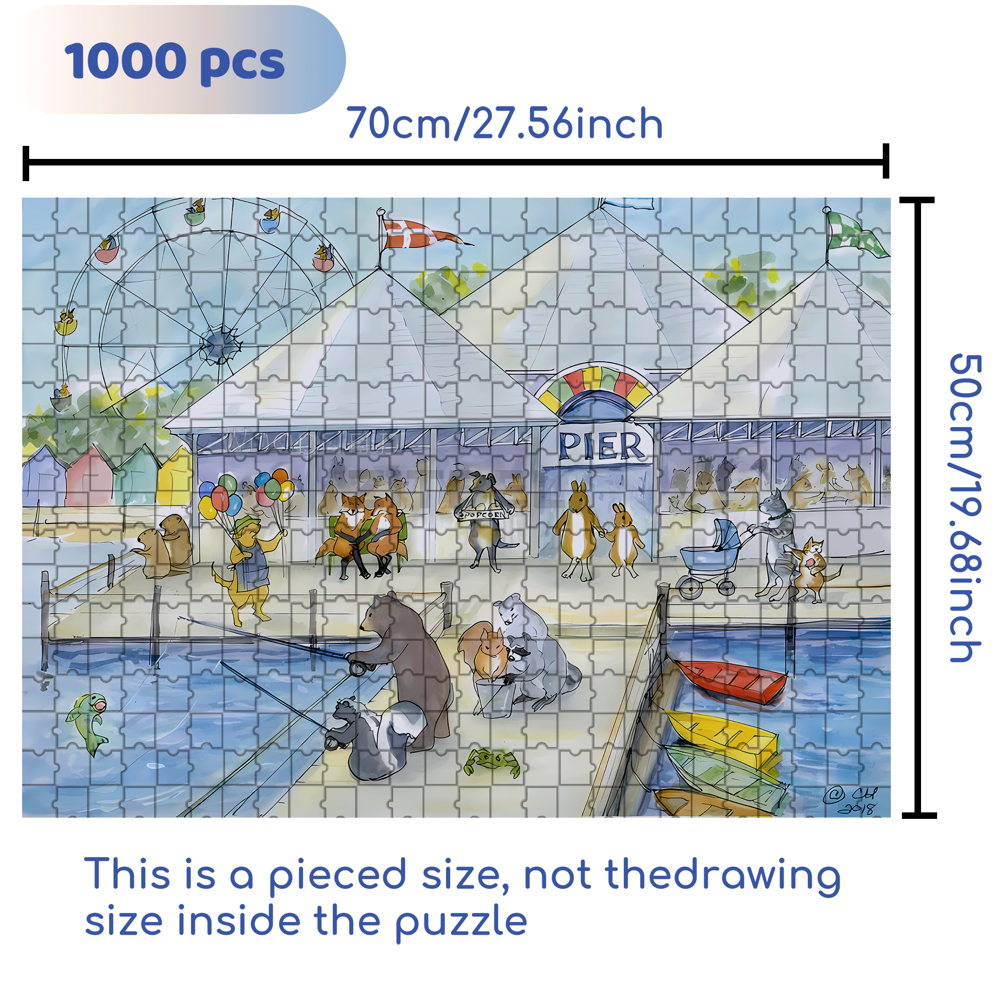 Pier 500pcs/1000pcs Jigsaw Puzzle, Scratch-Resistant, Interactive Family Game & Brain-Boosting DIY Decor, Perfect for Halloween, Christmas & New Year Gifts, Family Puzzle Game
