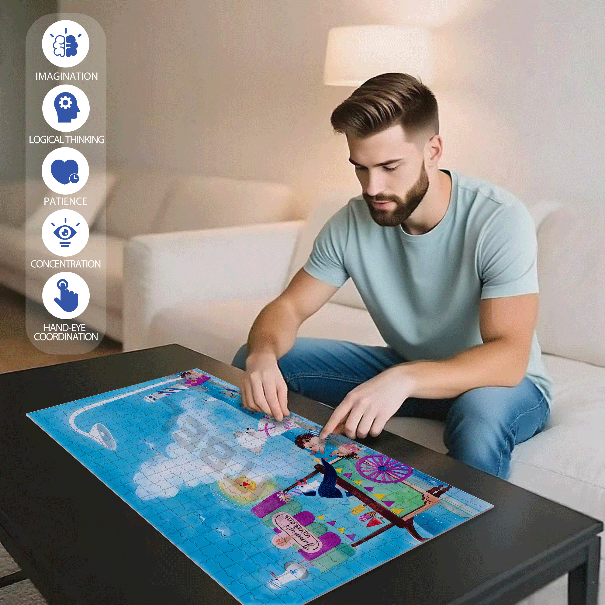 Queue To Buy 500pcs/1000pcs Jigsaw Puzzle, Scratch-Resistant, Interactive Family Game & Brain-Boosting DIY Decor, Perfect for Halloween, Christmas & New Year Gifts, Family Puzzle Game