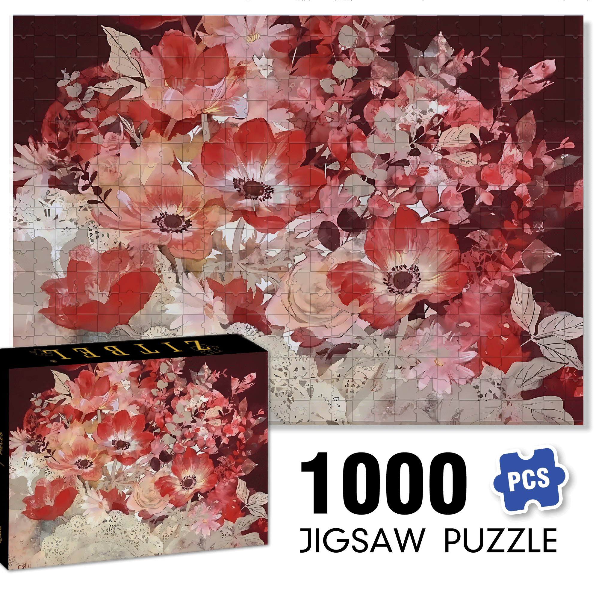 Red Tone 2 500pcs/1000pcs Jigsaw Puzzle, Scratch-Resistant, Interactive Family Game & Brain-Boosting DIY Decor, Perfect for Halloween, Christmas & New Year Gifts, Family Puzzle Game
