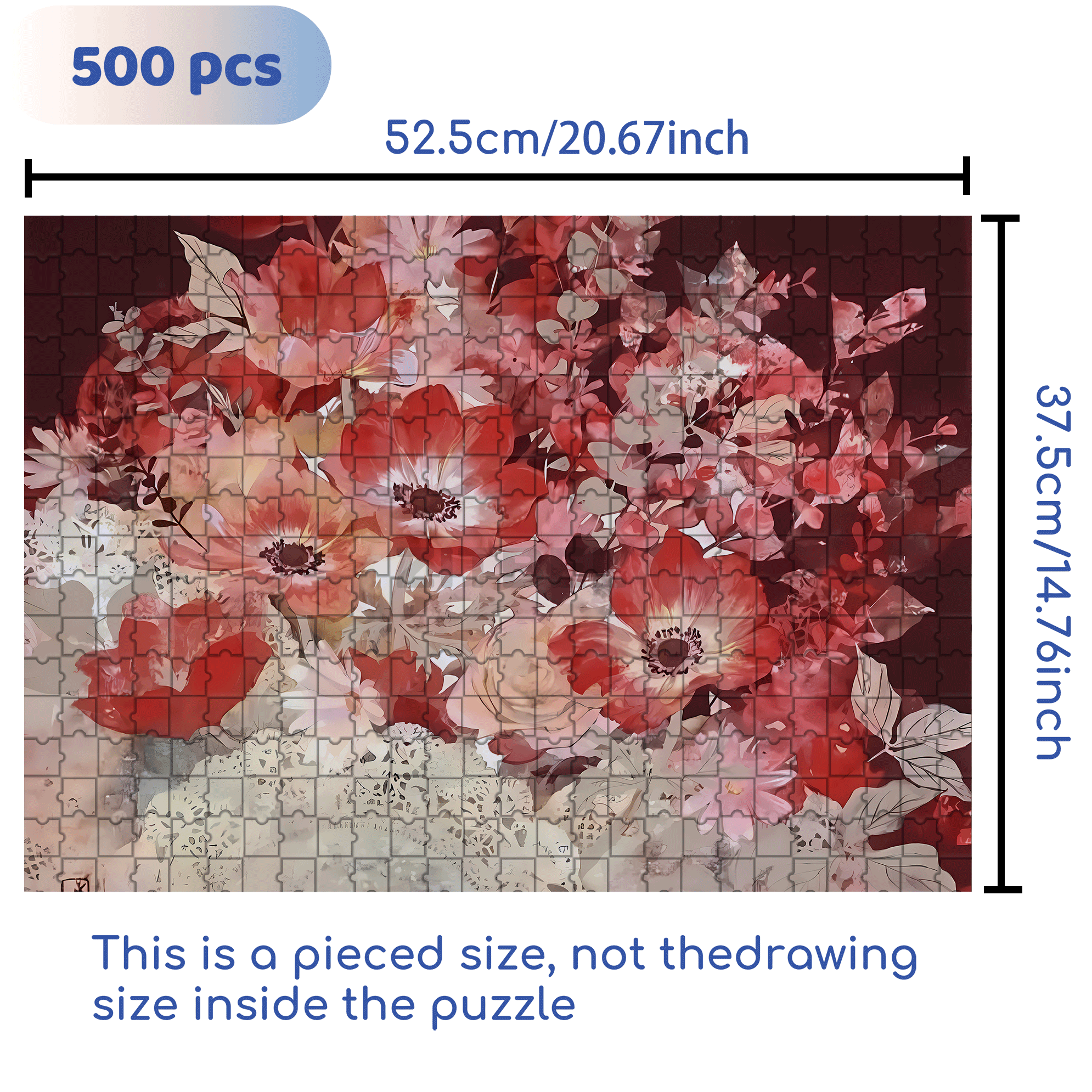 Red Tone 2 500pcs/1000pcs Jigsaw Puzzle, Scratch-Resistant, Interactive Family Game & Brain-Boosting DIY Decor, Perfect for Halloween, Christmas & New Year Gifts, Family Puzzle Game