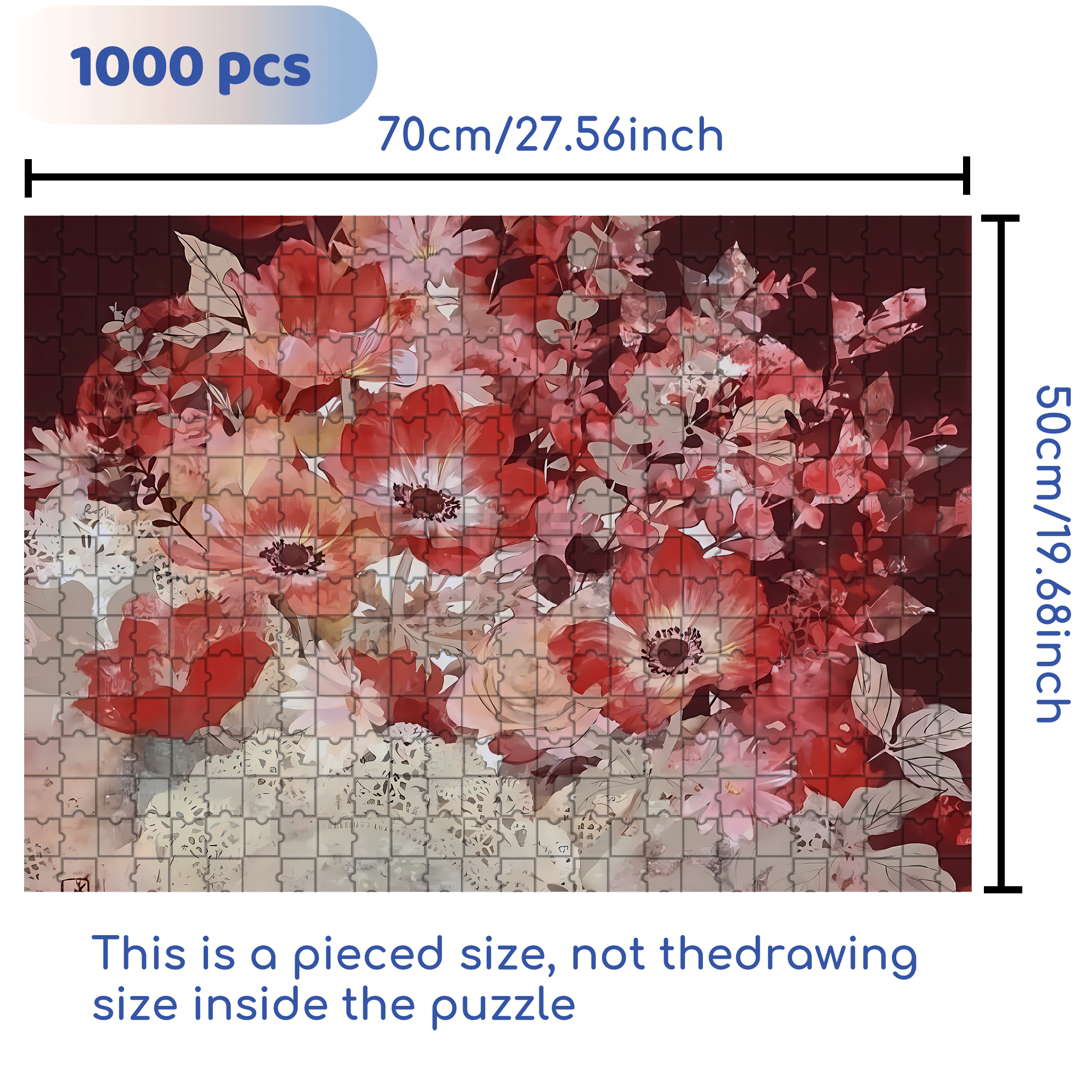 Red Tone 2 500pcs/1000pcs Jigsaw Puzzle, Scratch-Resistant, Interactive Family Game & Brain-Boosting DIY Decor, Perfect for Halloween, Christmas & New Year Gifts, Family Puzzle Game
