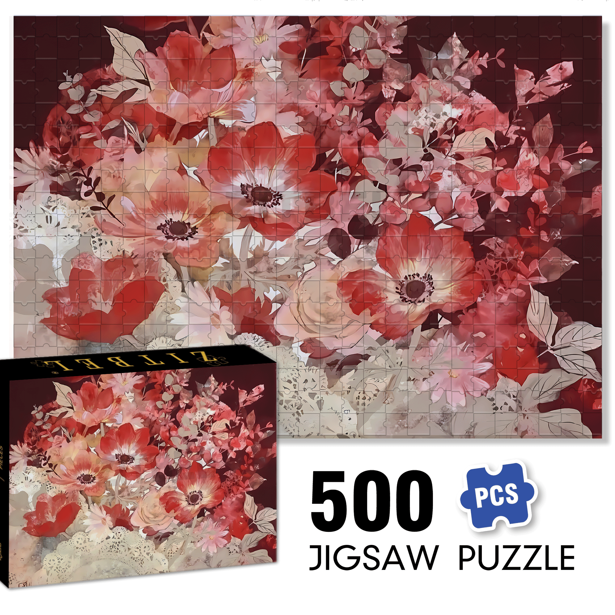 Red Tone 2 500pcs/1000pcs Jigsaw Puzzle, Scratch-Resistant, Interactive Family Game & Brain-Boosting DIY Decor, Perfect for Halloween, Christmas & New Year Gifts, Family Puzzle Game