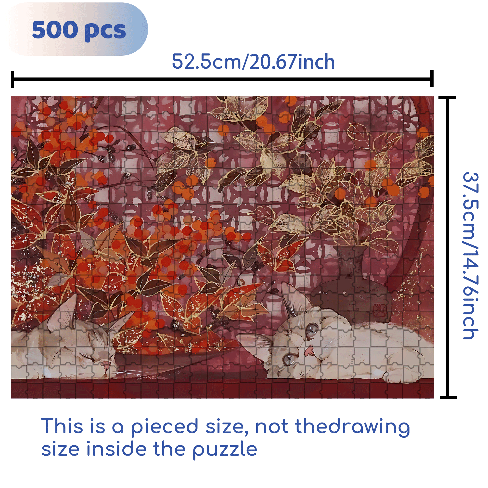 Red Tone 500pcs/1000pcs Jigsaw Puzzle, Scratch-Resistant, Interactive Family Game & Brain-Boosting DIY Decor, Perfect for Halloween, Christmas & New Year Gifts, Family Puzzle Game