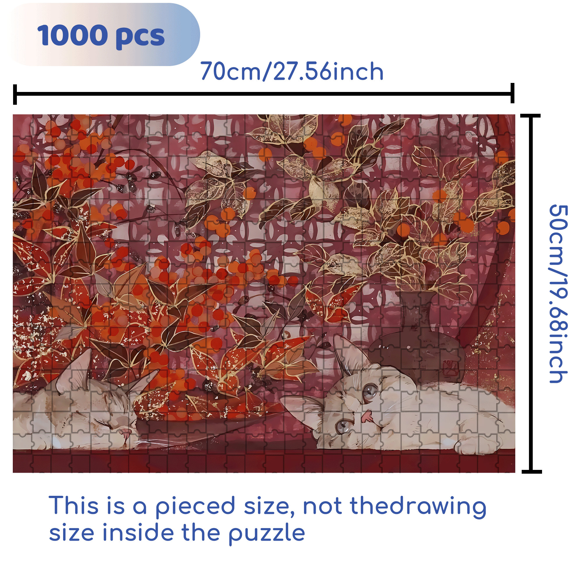 Red Tone 500pcs/1000pcs Jigsaw Puzzle, Scratch-Resistant, Interactive Family Game & Brain-Boosting DIY Decor, Perfect for Halloween, Christmas & New Year Gifts, Family Puzzle Game