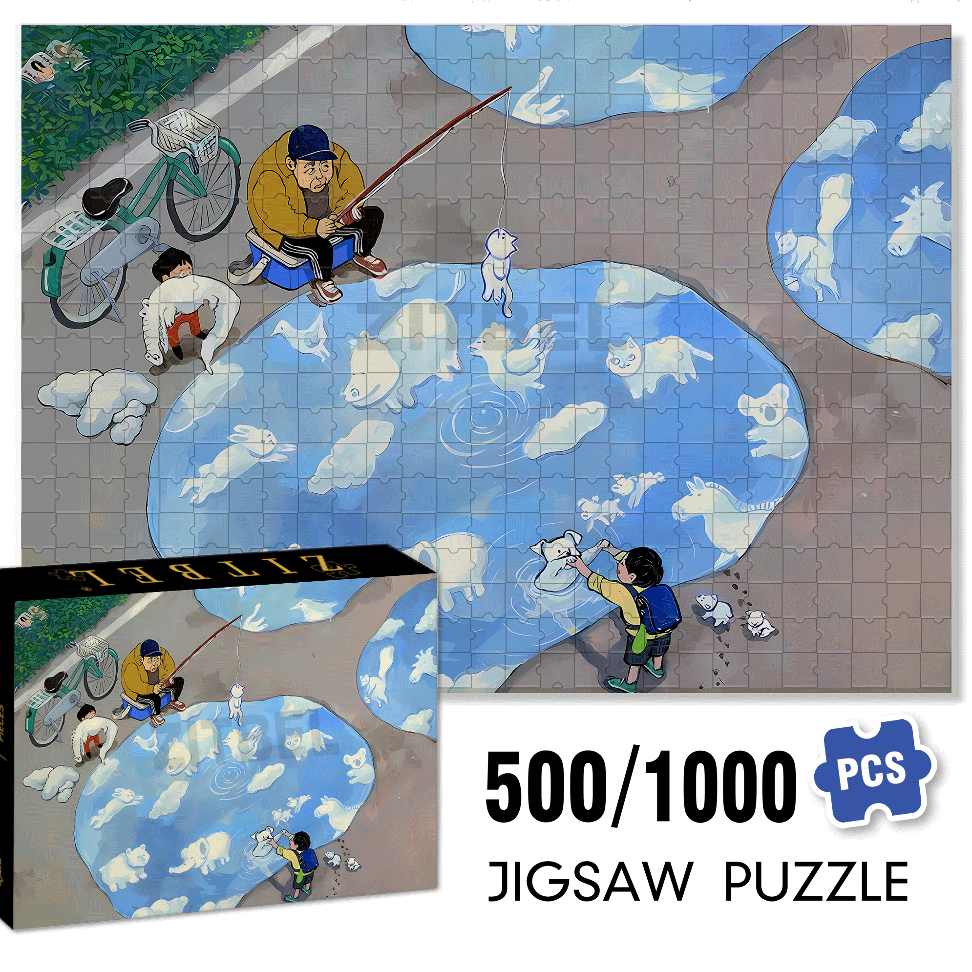 Reflections In The Water 500pcs/1000pcs Jigsaw Puzzle, Scratch-Resistant, Interactive Family Game & Brain-Boosting DIY Decor, Perfect for Halloween, Christmas & New Year Gifts, Family Puzzle Game
