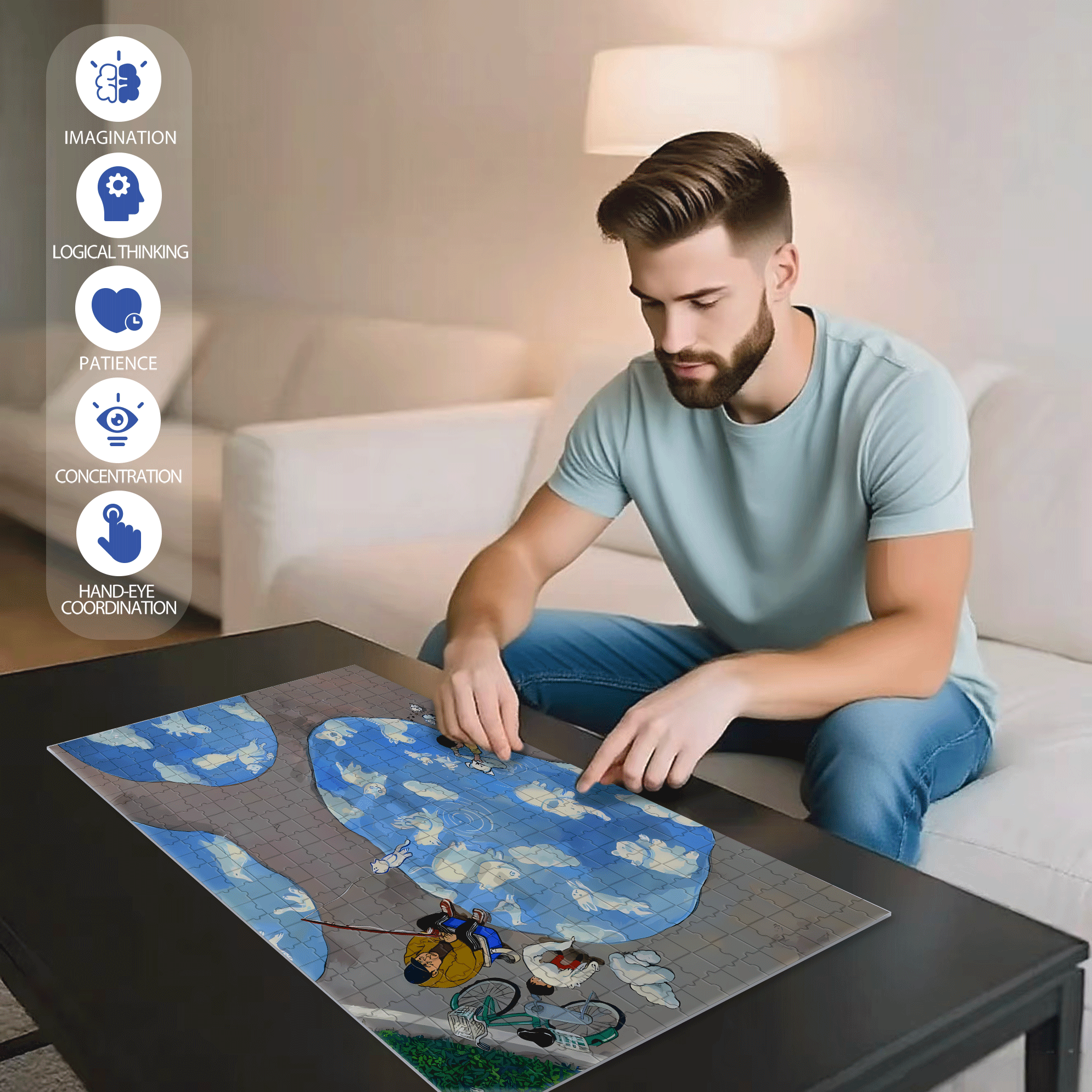 Reflections In The Water 500pcs/1000pcs Jigsaw Puzzle, Scratch-Resistant, Interactive Family Game & Brain-Boosting DIY Decor, Perfect for Halloween, Christmas & New Year Gifts, Family Puzzle Game