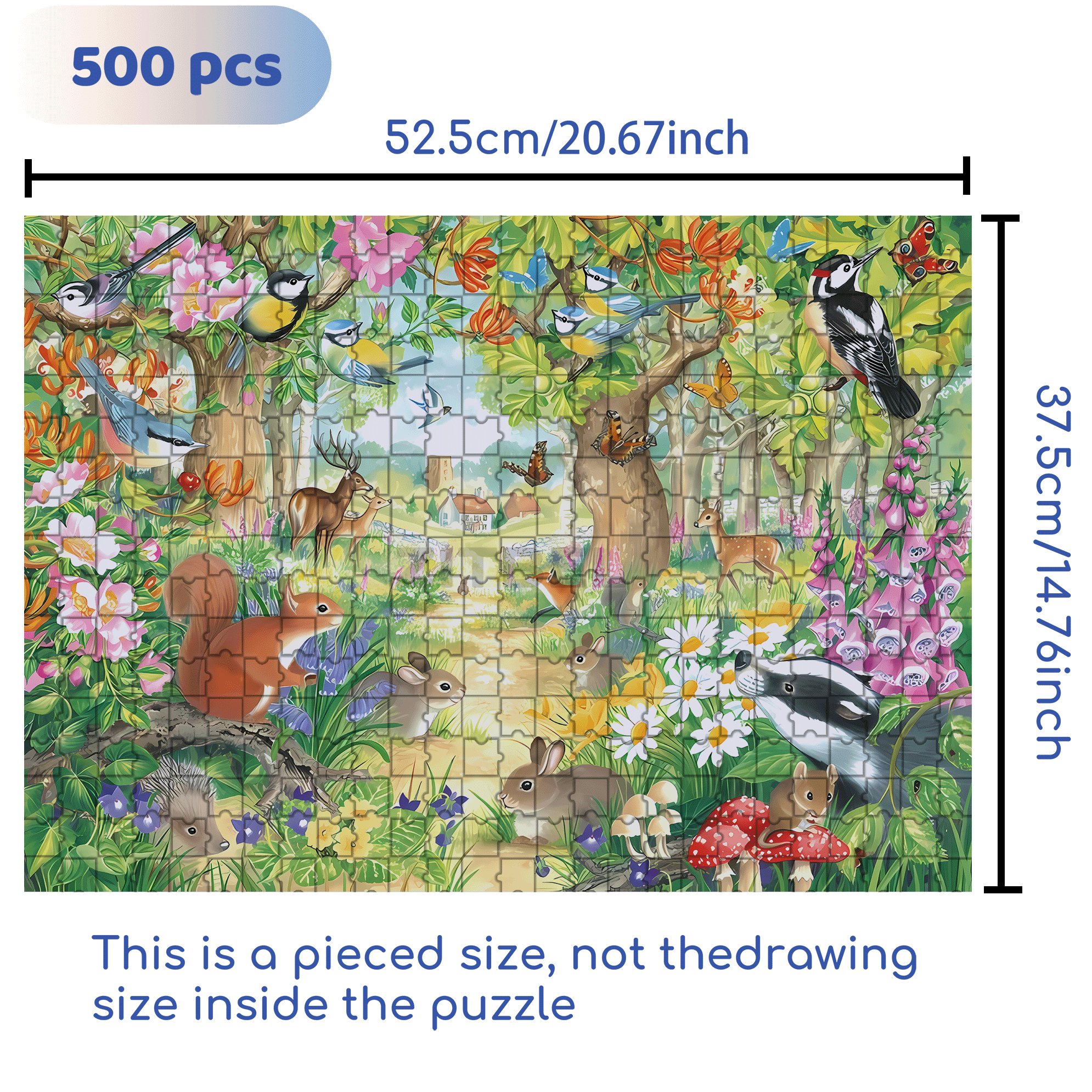 Small Animals In The Forest 500pcs/1000pcs Jigsaw Puzzle, Scratch-Resistant, Interactive Family Game & Brain-Boosting DIY Decor, Perfect for Halloween, Christmas & New Year Gifts, Family Puzzle Game