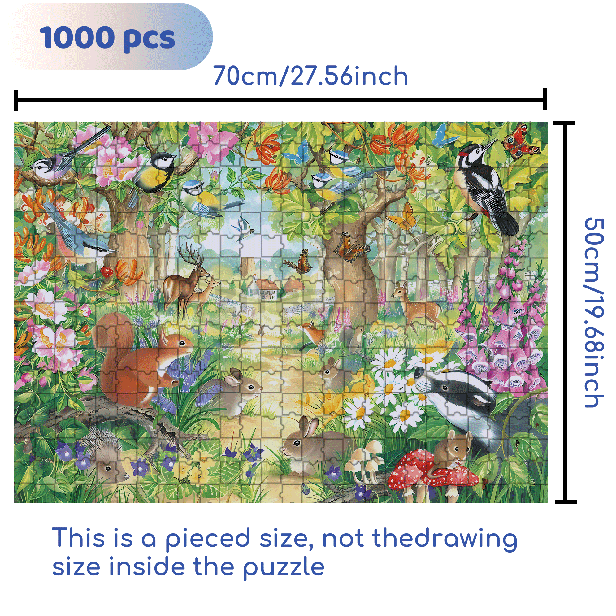 Small Animals In The Forest 500pcs/1000pcs Jigsaw Puzzle, Scratch-Resistant, Interactive Family Game & Brain-Boosting DIY Decor, Perfect for Halloween, Christmas & New Year Gifts, Family Puzzle Game