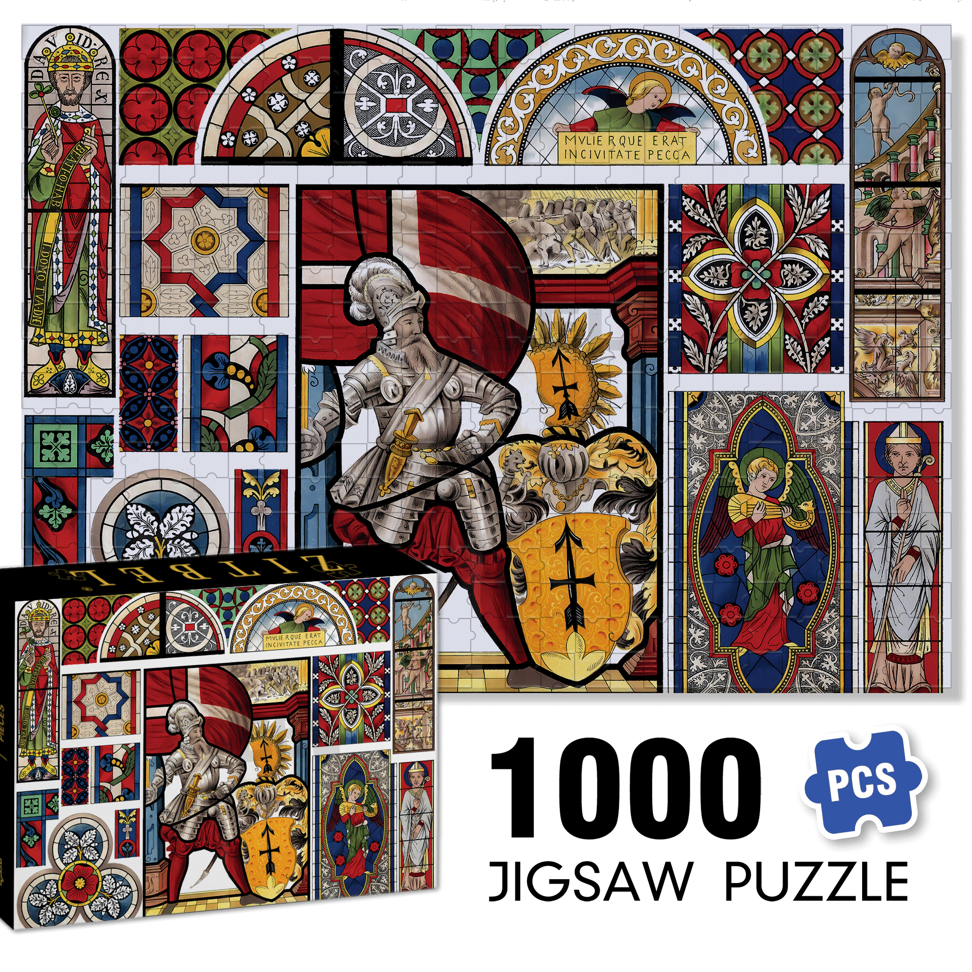 Stained Glass 500pcs/1000pcs Jigsaw Puzzle, Scratch-Resistant, Interactive Family Game & Brain-Boosting DIY Decor, Perfect for Halloween, Christmas & New Year Gifts, Family Puzzle Game