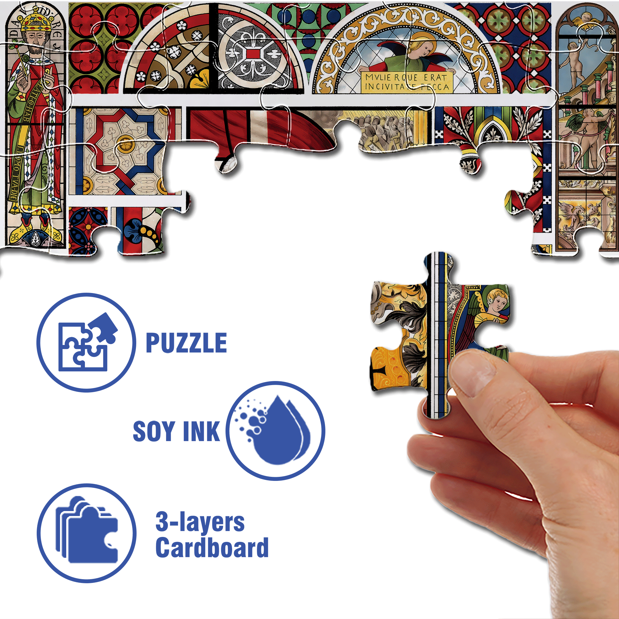 Stained Glass 500pcs/1000pcs Jigsaw Puzzle, Scratch-Resistant, Interactive Family Game & Brain-Boosting DIY Decor, Perfect for Halloween, Christmas & New Year Gifts, Family Puzzle Game