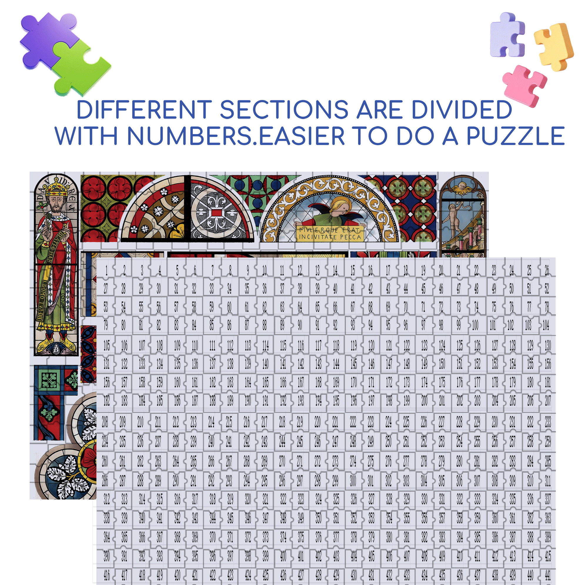 Stained Glass 500pcs/1000pcs Jigsaw Puzzle, Scratch-Resistant, Interactive Family Game & Brain-Boosting DIY Decor, Perfect for Halloween, Christmas & New Year Gifts, Family Puzzle Game