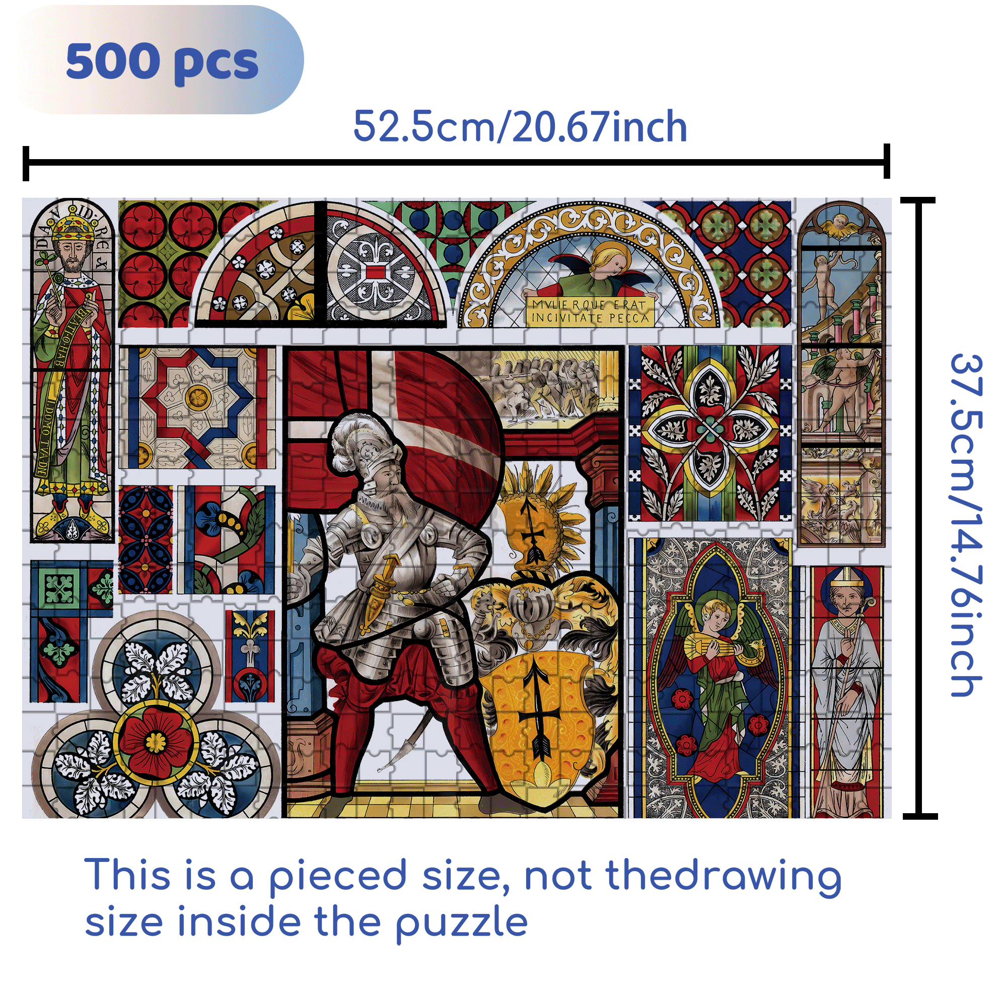 Stained Glass 500pcs/1000pcs Jigsaw Puzzle, Scratch-Resistant, Interactive Family Game & Brain-Boosting DIY Decor, Perfect for Halloween, Christmas & New Year Gifts, Family Puzzle Game