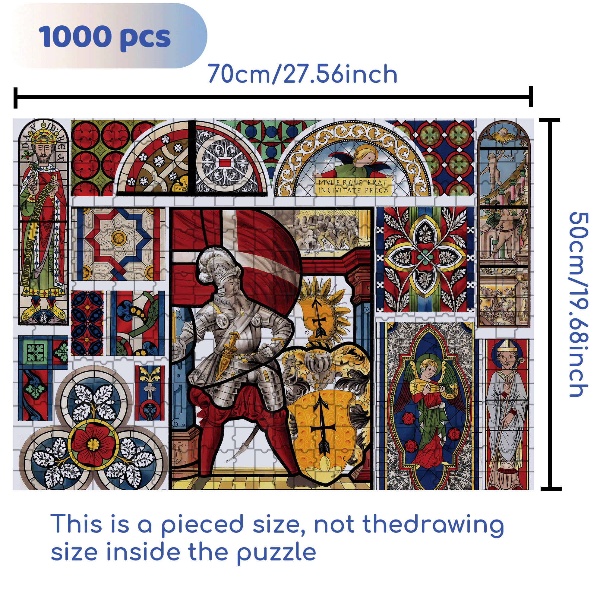 Stained Glass 500pcs/1000pcs Jigsaw Puzzle, Scratch-Resistant, Interactive Family Game & Brain-Boosting DIY Decor, Perfect for Halloween, Christmas & New Year Gifts, Family Puzzle Game