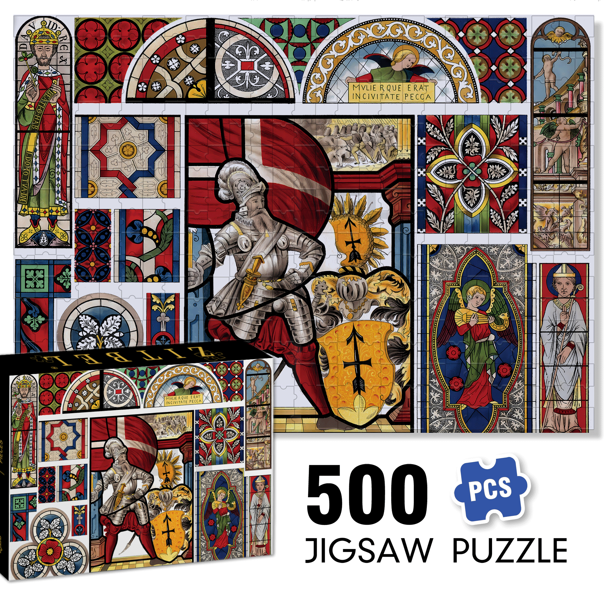 Stained Glass 500pcs/1000pcs Jigsaw Puzzle, Scratch-Resistant, Interactive Family Game & Brain-Boosting DIY Decor, Perfect for Halloween, Christmas & New Year Gifts, Family Puzzle Game