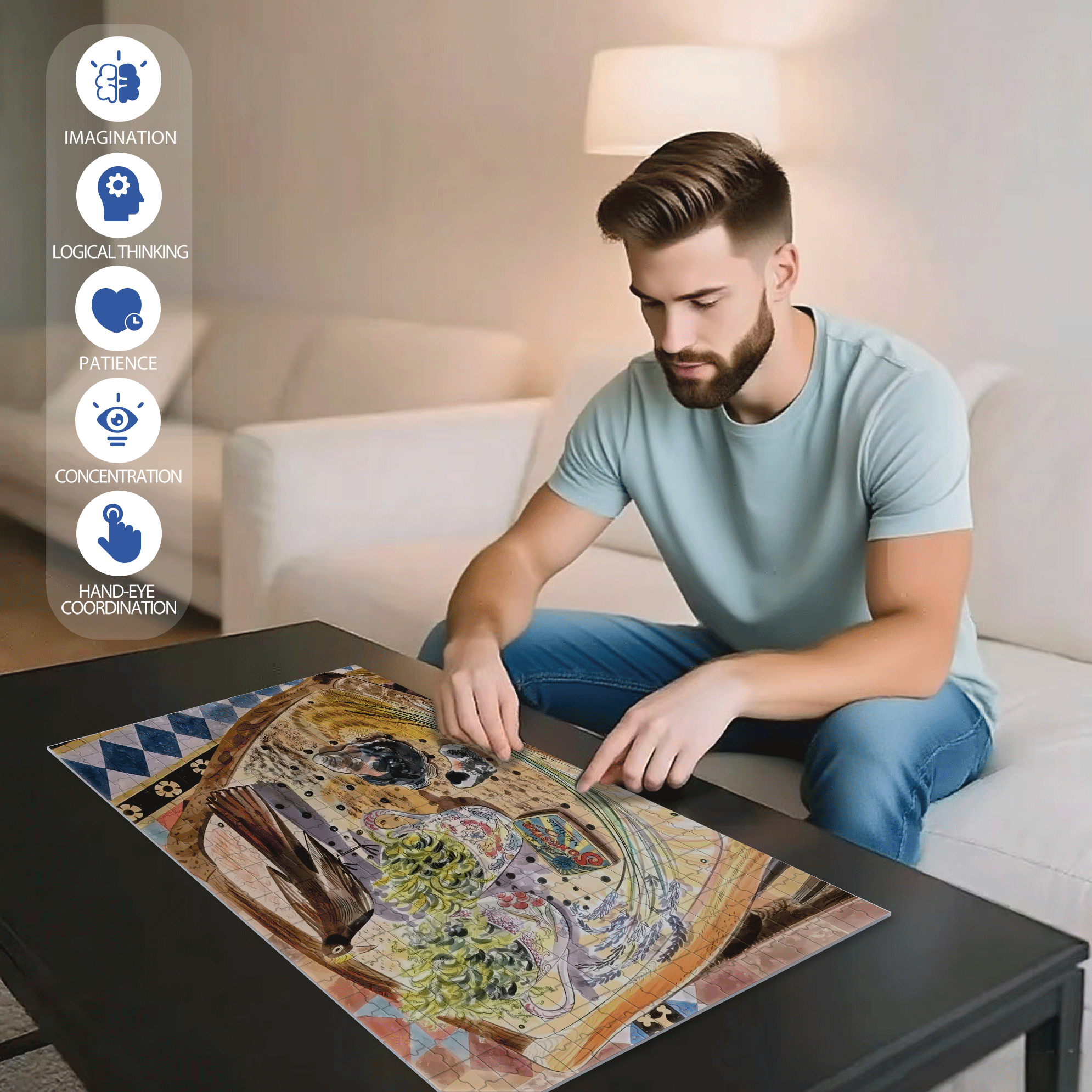 Still Life and Light 5 500pcs/1000pcs Jigsaw Puzzle, Scratch-Resistant, Interactive Family Game & Brain-Boosting DIY Decor, Perfect for Halloween, Christmas & New Year Gifts, Family Puzzle Game