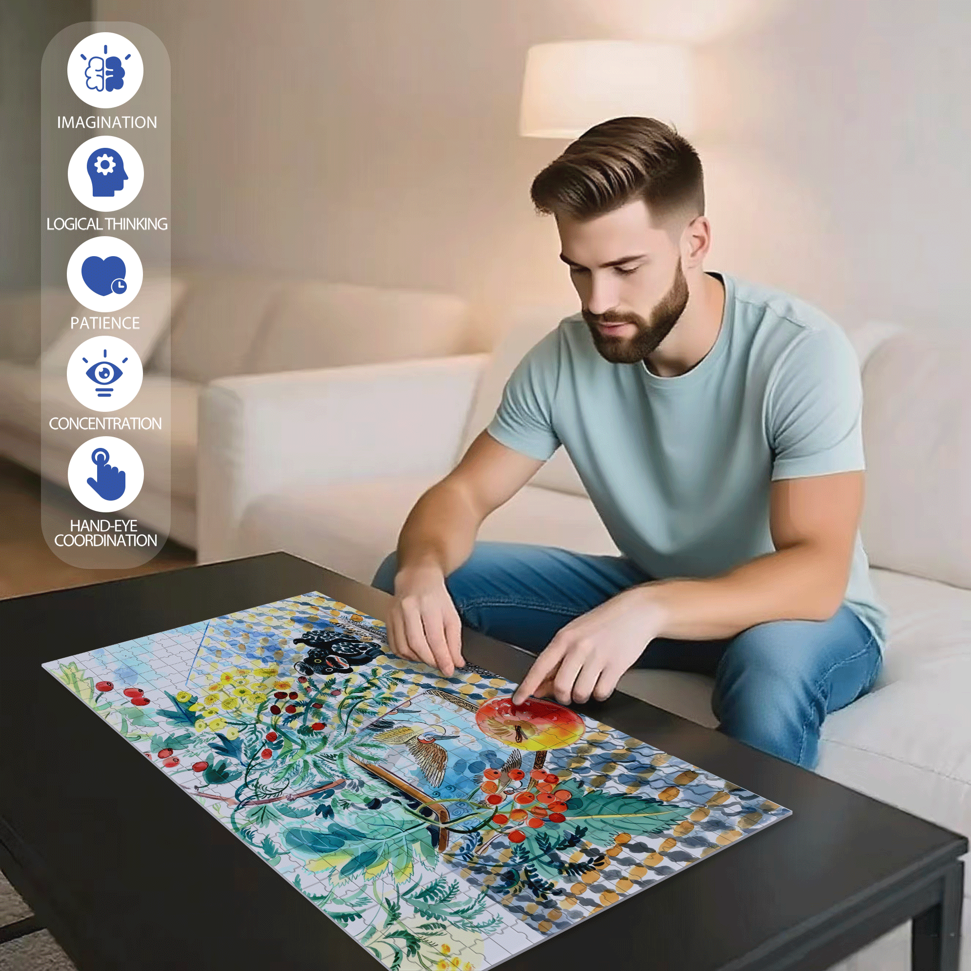 Still Life and Light 8 500pcs/1000pcs Jigsaw Puzzle, Scratch-Resistant, Interactive Family Game & Brain-Boosting DIY Decor, Perfect for Halloween, Christmas & New Year Gifts, Family Puzzle Game