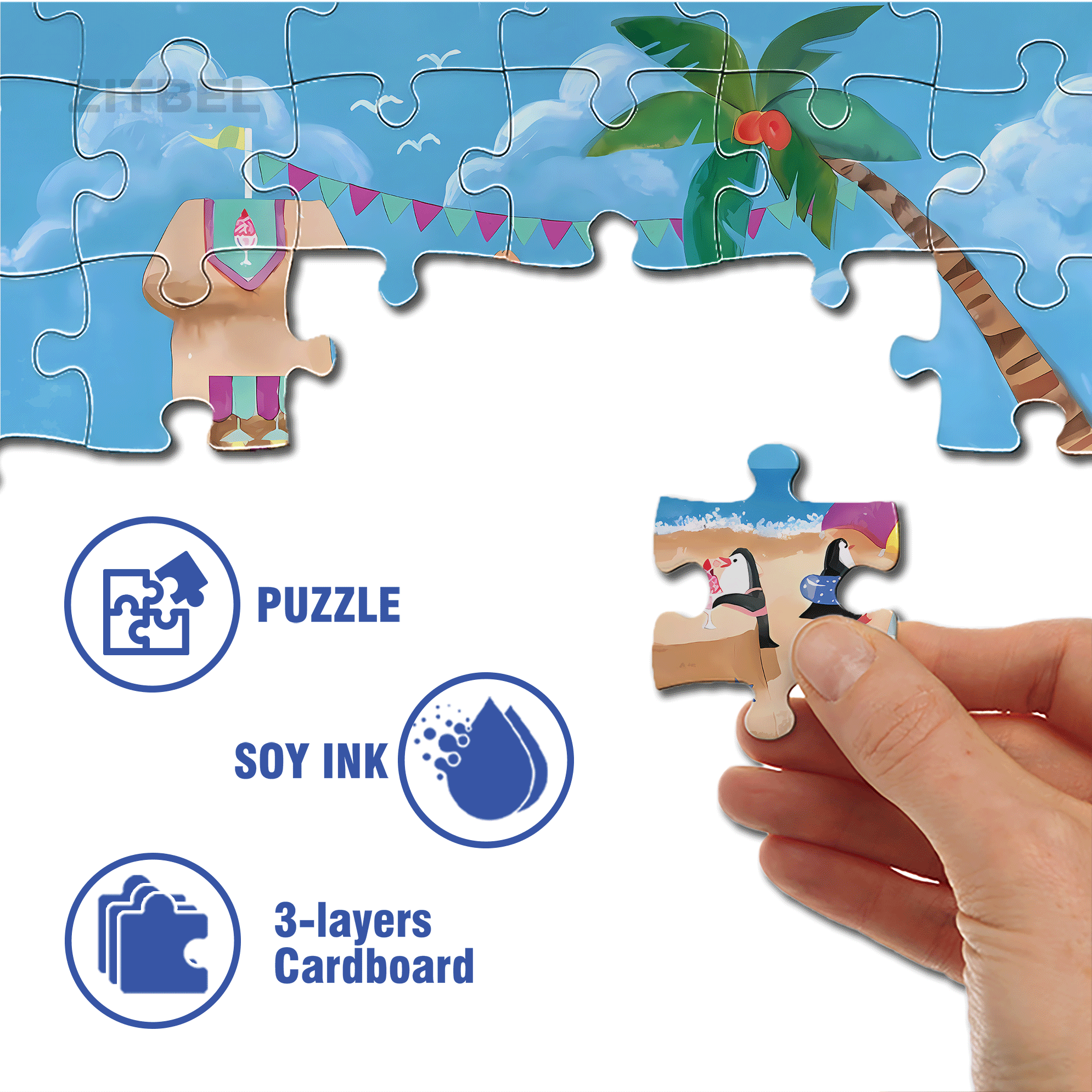 Vacation At The Beach 500pcs/1000pcs Jigsaw Puzzle, Scratch-Resistant, Interactive Family Game & Brain-Boosting DIY Decor, Perfect for Halloween, Christmas & New Year Gifts, Family Puzzle Game