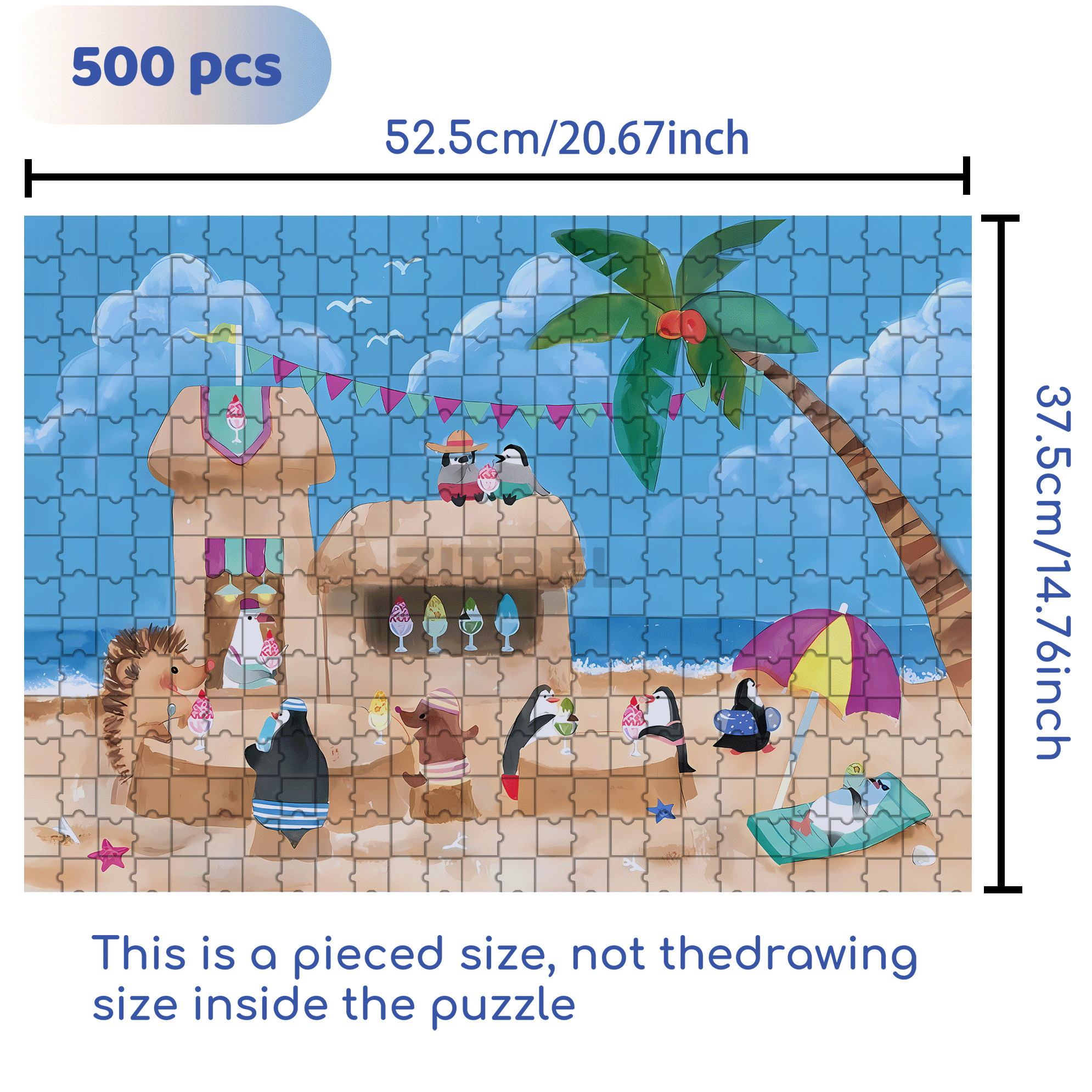 Vacation At The Beach 500pcs/1000pcs Jigsaw Puzzle, Scratch-Resistant, Interactive Family Game & Brain-Boosting DIY Decor, Perfect for Halloween, Christmas & New Year Gifts, Family Puzzle Game