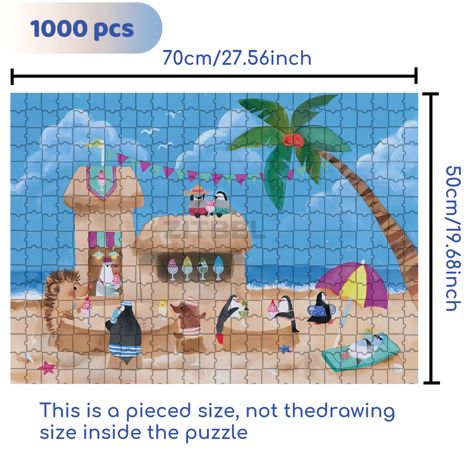 Vacation At The Beach 500pcs/1000pcs Jigsaw Puzzle, Scratch-Resistant, Interactive Family Game & Brain-Boosting DIY Decor, Perfect for Halloween, Christmas & New Year Gifts, Family Puzzle Game