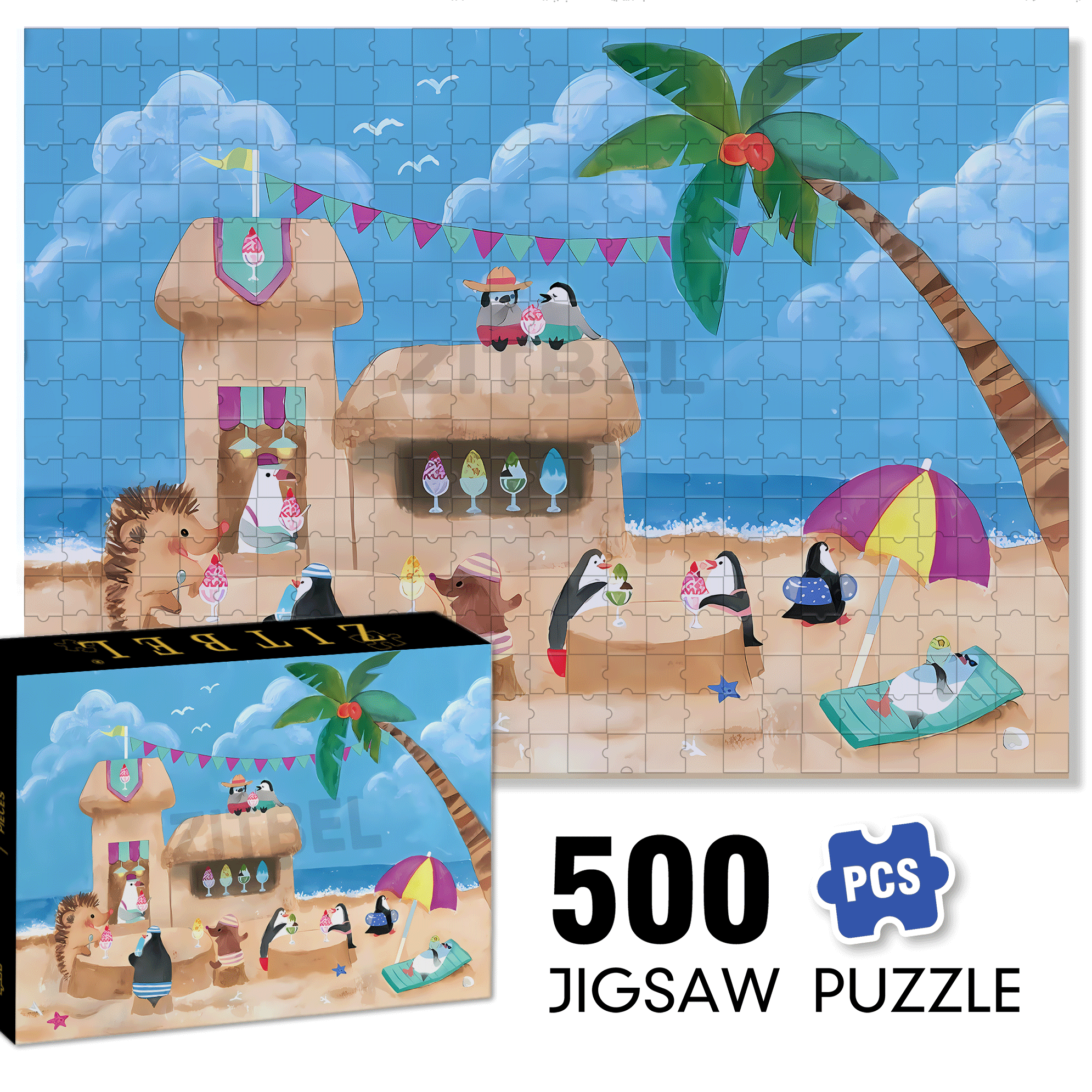 Vacation At The Beach 500pcs/1000pcs Jigsaw Puzzle, Scratch-Resistant, Interactive Family Game & Brain-Boosting DIY Decor, Perfect for Halloween, Christmas & New Year Gifts, Family Puzzle Game