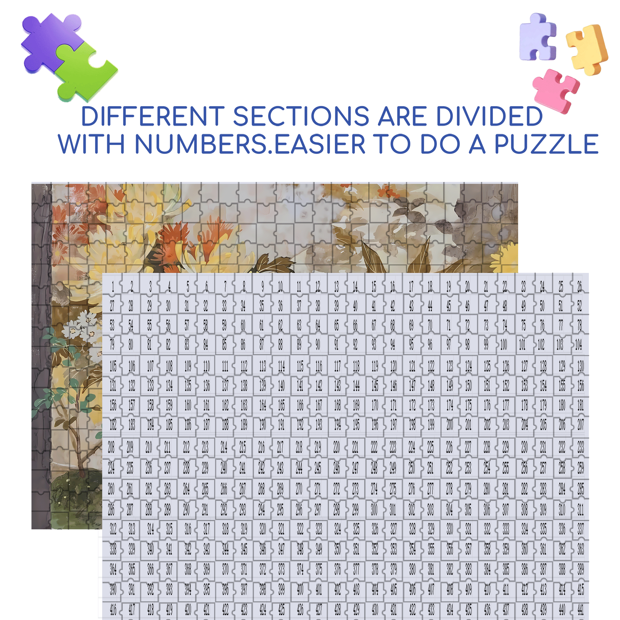 Yellow Flowers And Yellow cat 500pcs/1000pcs Jigsaw Puzzle, Scratch-Resistant, Interactive Family Game & Brain-Boosting DIY Decor, Perfect for Halloween, Christmas & New Year Gifts, Family Puzzle Game