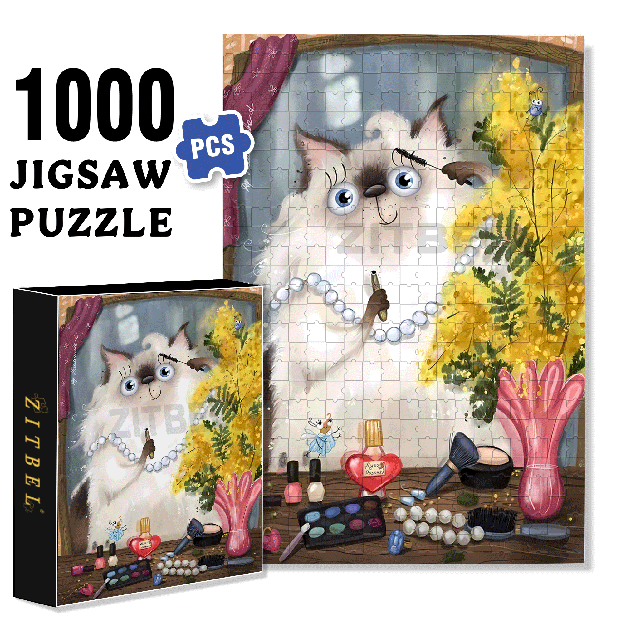 Apply Mascara 500pcs/1000pcs Jigsaw Puzzle, Scratch-Resistant, Interactive Family Game & Brain-Boosting DIY Decor, Perfect for Halloween, Christmas & New Year Gifts, Family Puzzle Game