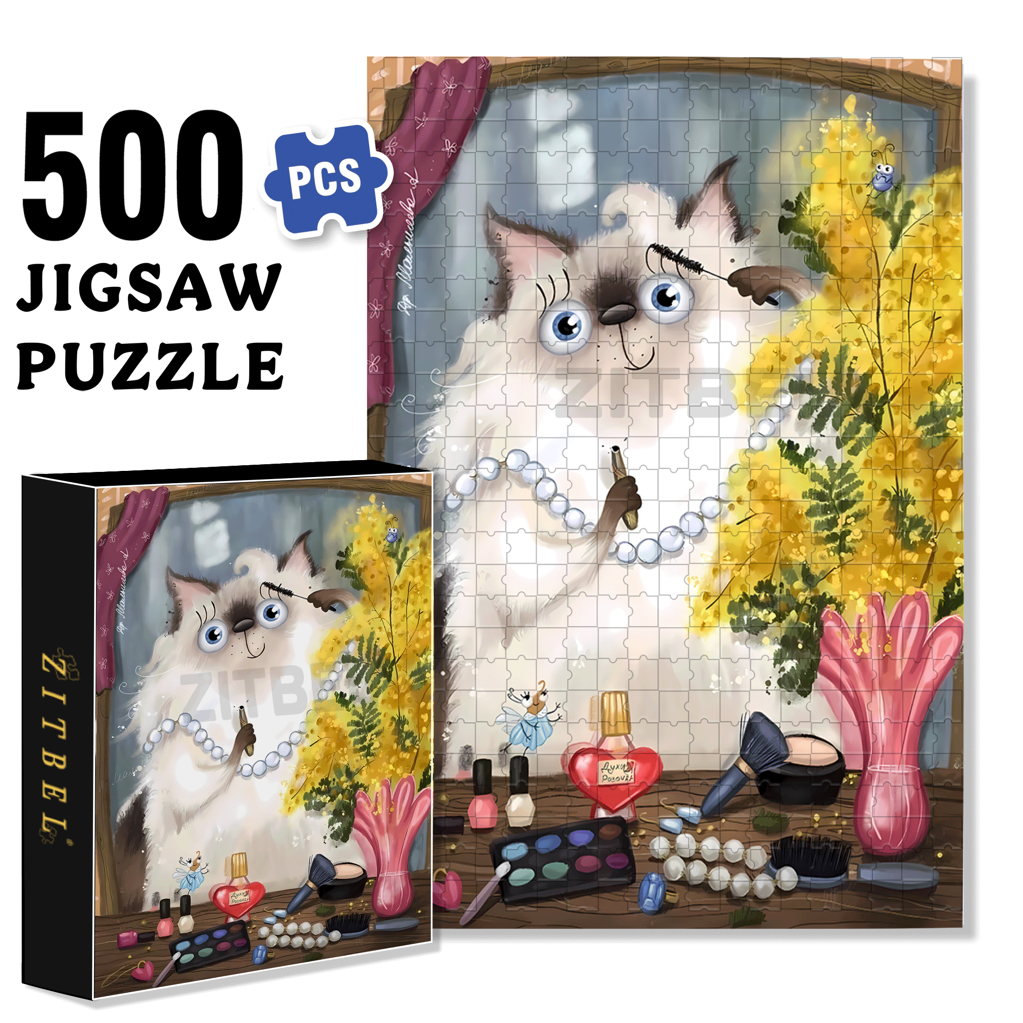 Apply Mascara 500pcs/1000pcs Jigsaw Puzzle, Scratch-Resistant, Interactive Family Game & Brain-Boosting DIY Decor, Perfect for Halloween, Christmas & New Year Gifts, Family Puzzle Game