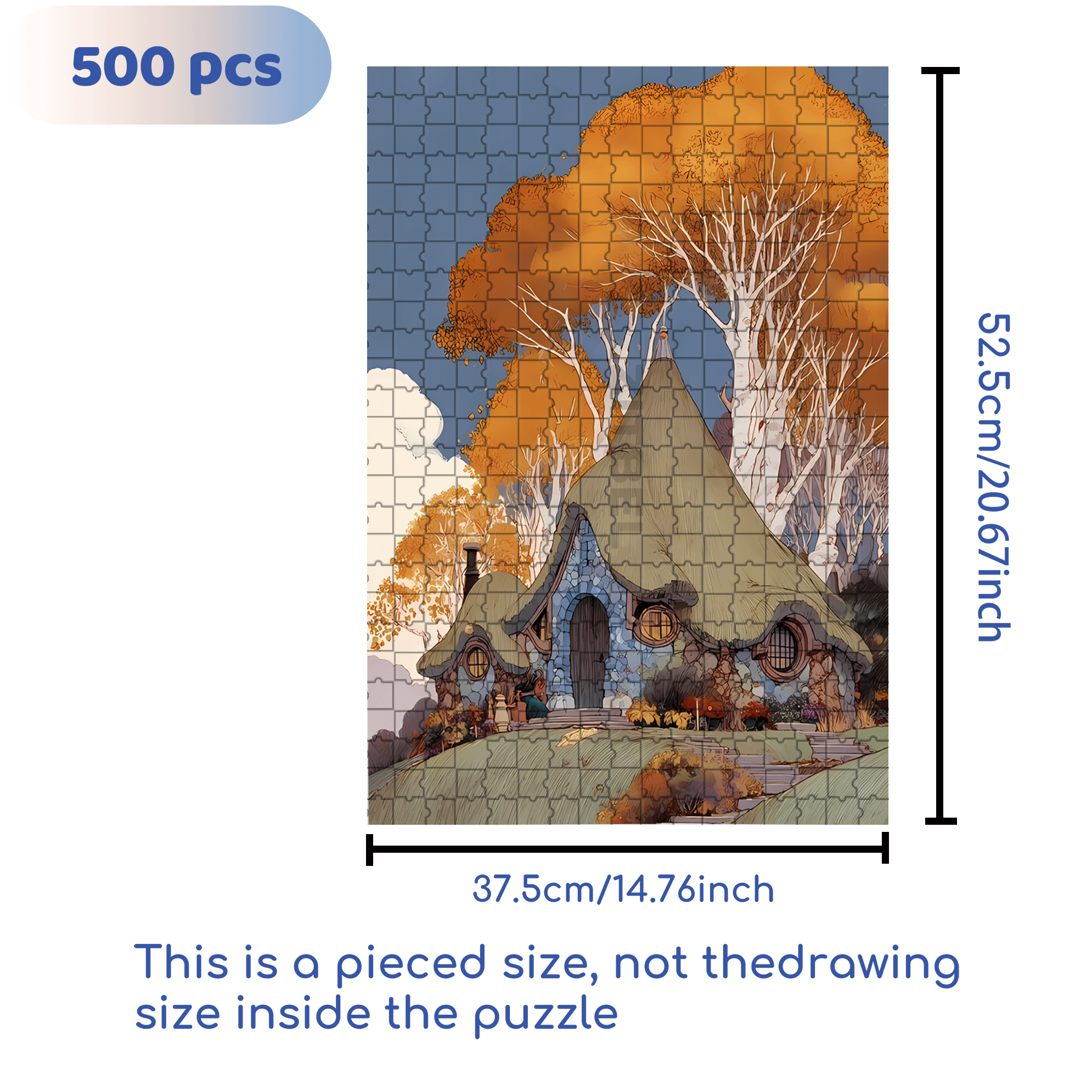 Autumn Forest Cabin 500pcs/1000pcs Jigsaw Puzzle, Scratch-Resistant, Interactive Family Game & Brain-Boosting DIY Decor, Perfect for Halloween, Christmas & New Year Gifts, Family Puzzle Game