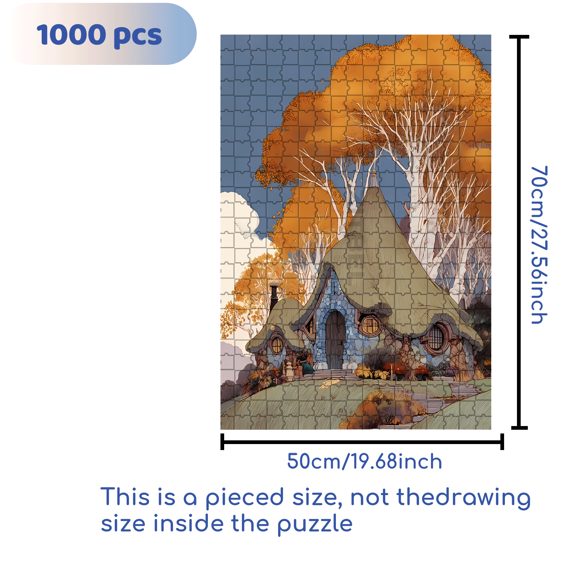 Autumn Forest Cabin 500pcs/1000pcs Jigsaw Puzzle, Scratch-Resistant, Interactive Family Game & Brain-Boosting DIY Decor, Perfect for Halloween, Christmas & New Year Gifts, Family Puzzle Game