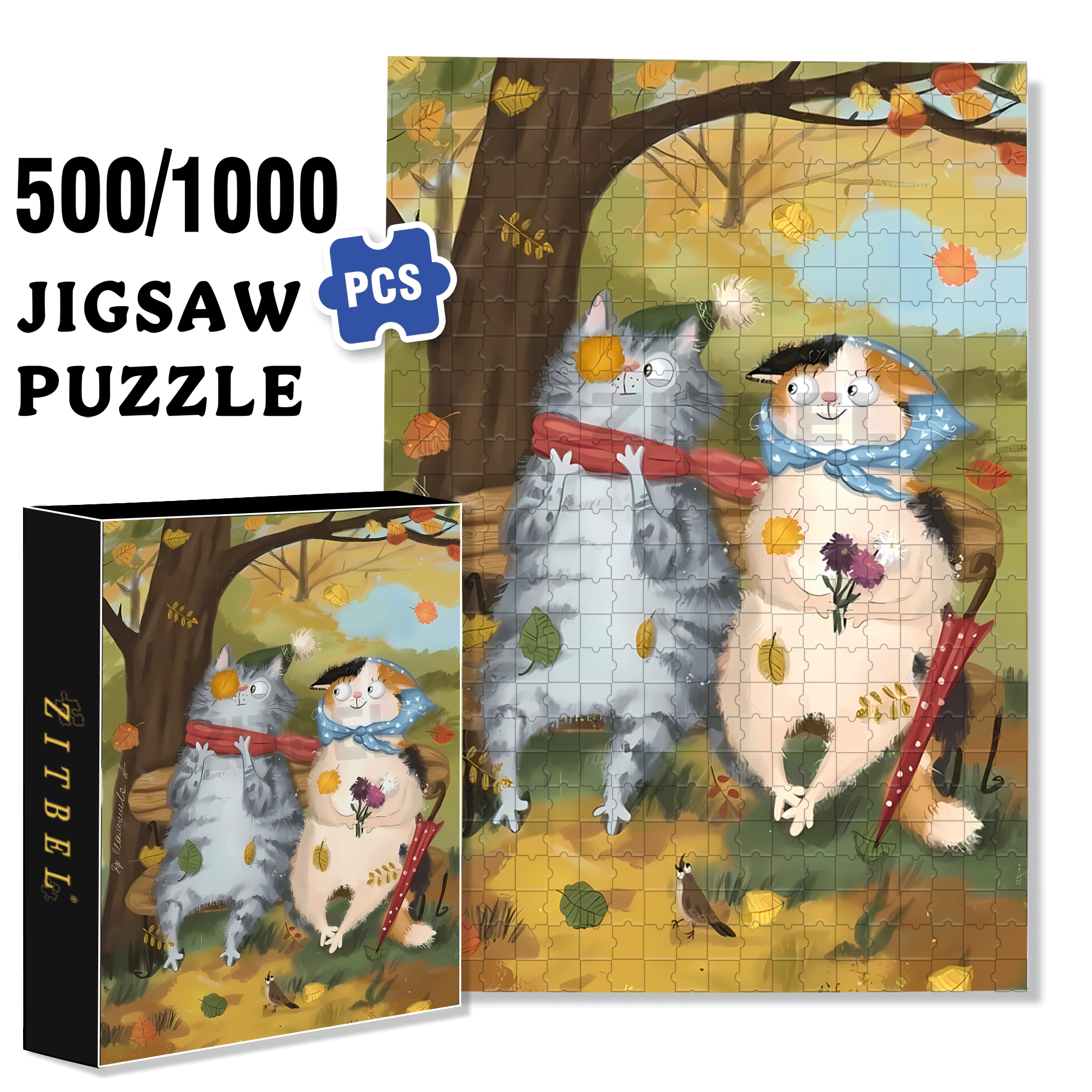 Autumn Promise 500pcs/1000pcs Jigsaw Puzzle, Scratch-Resistant, Interactive Family Game & Brain-Boosting DIY Decor, Perfect for Halloween, Christmas & New Year Gifts, Family Puzzle Game