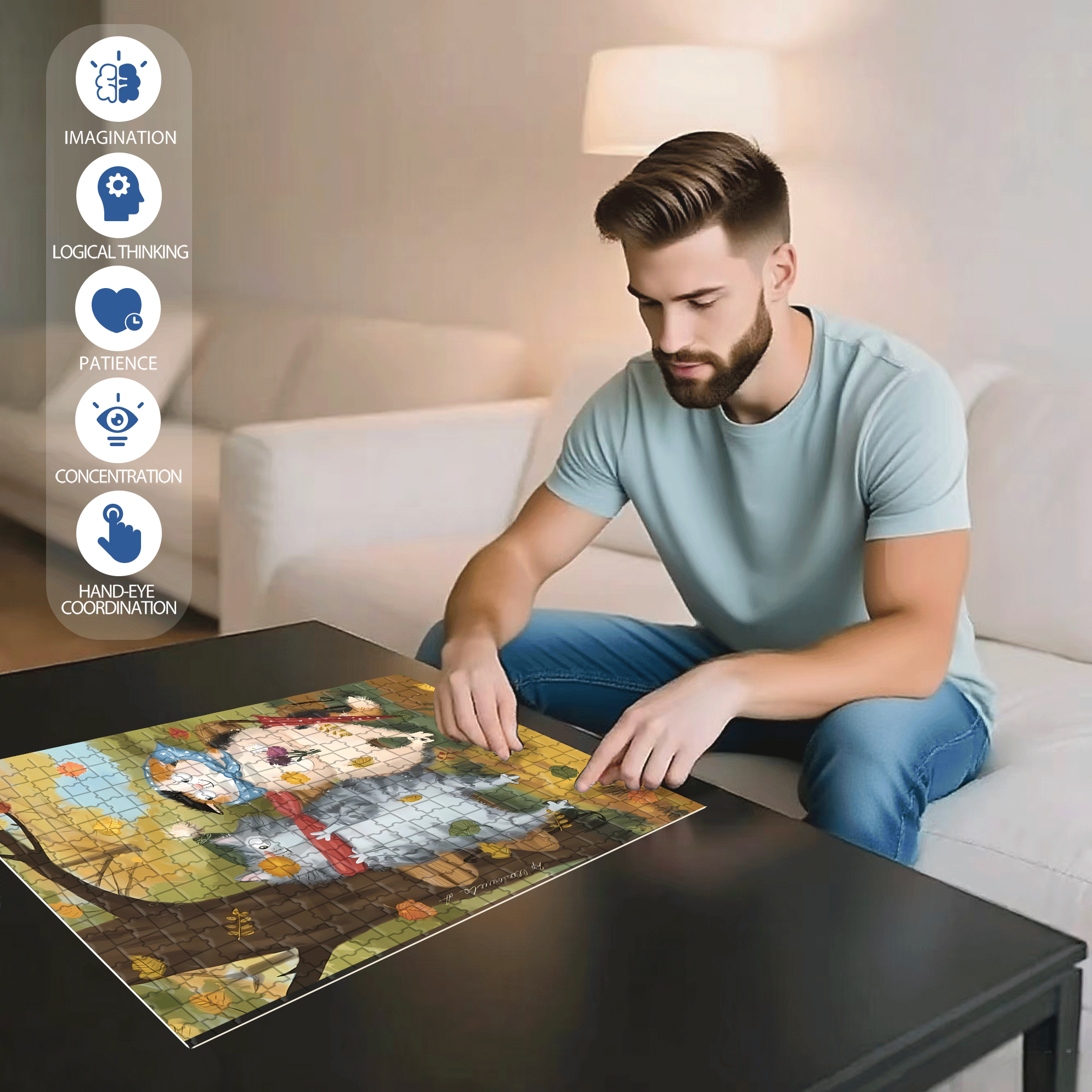 Autumn Promise 500pcs/1000pcs Jigsaw Puzzle, Scratch-Resistant, Interactive Family Game & Brain-Boosting DIY Decor, Perfect for Halloween, Christmas & New Year Gifts, Family Puzzle Game