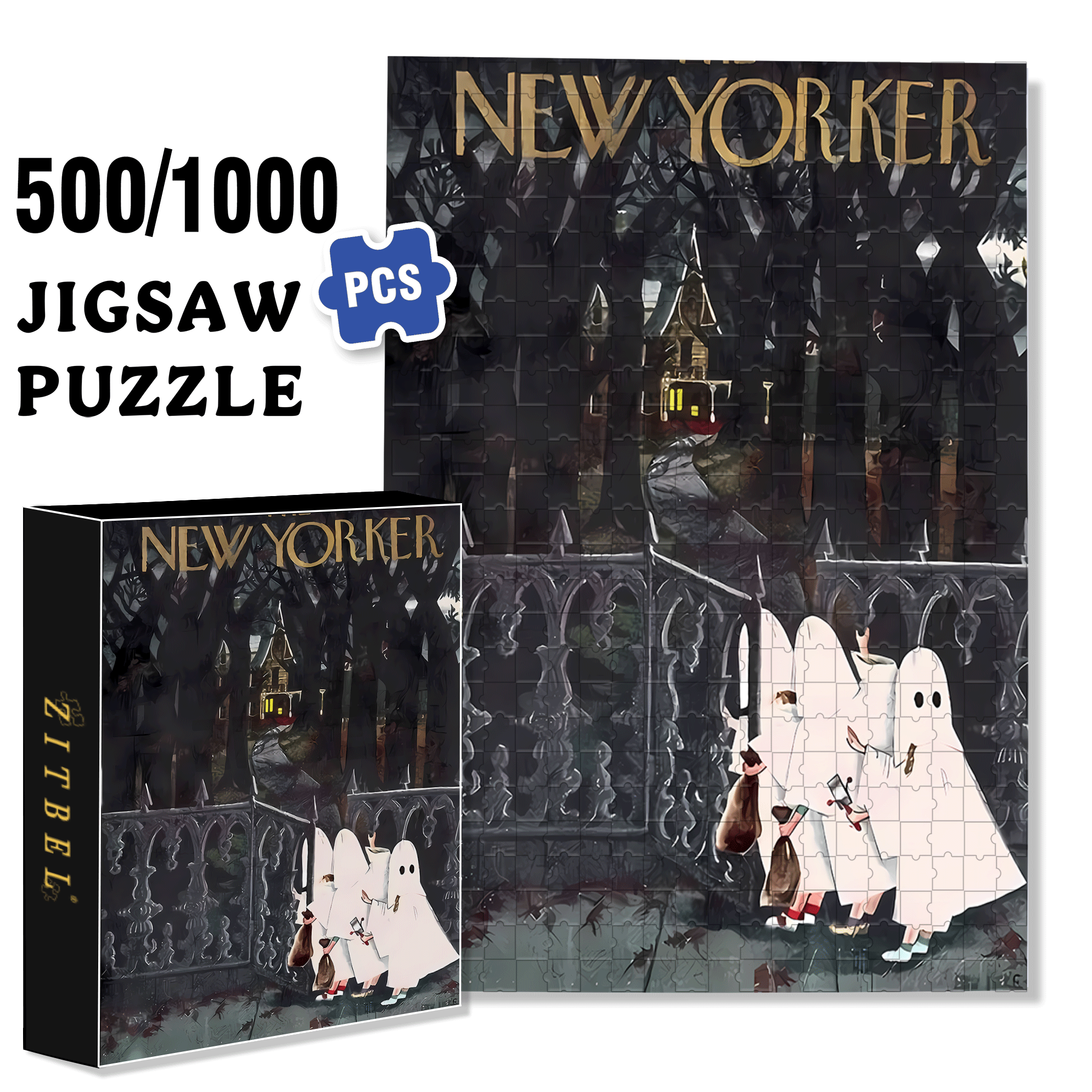 Best Gift For Home Decoration 500pcs/1000pcs Jigsaw Puzzle, Scratch-Resistant, Interactive Family Game & Brain-Boosting DIY Decor, Perfect for Halloween, Christmas & New Year Gifts, Family Puzzle Game