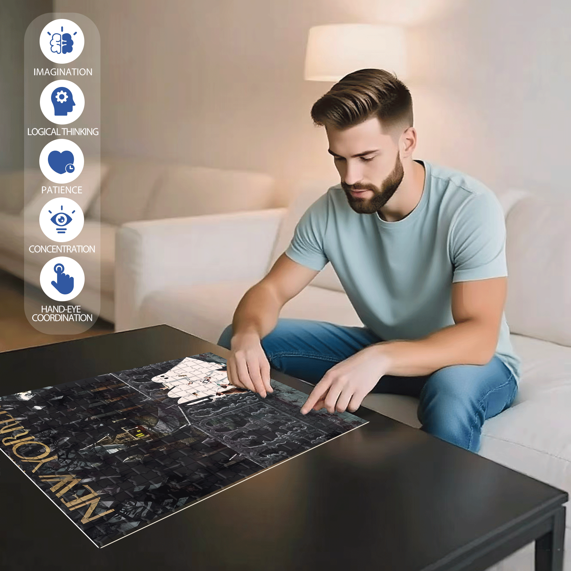 Best Gift For Home Decoration 500pcs/1000pcs Jigsaw Puzzle, Scratch-Resistant, Interactive Family Game & Brain-Boosting DIY Decor, Perfect for Halloween, Christmas & New Year Gifts, Family Puzzle Game