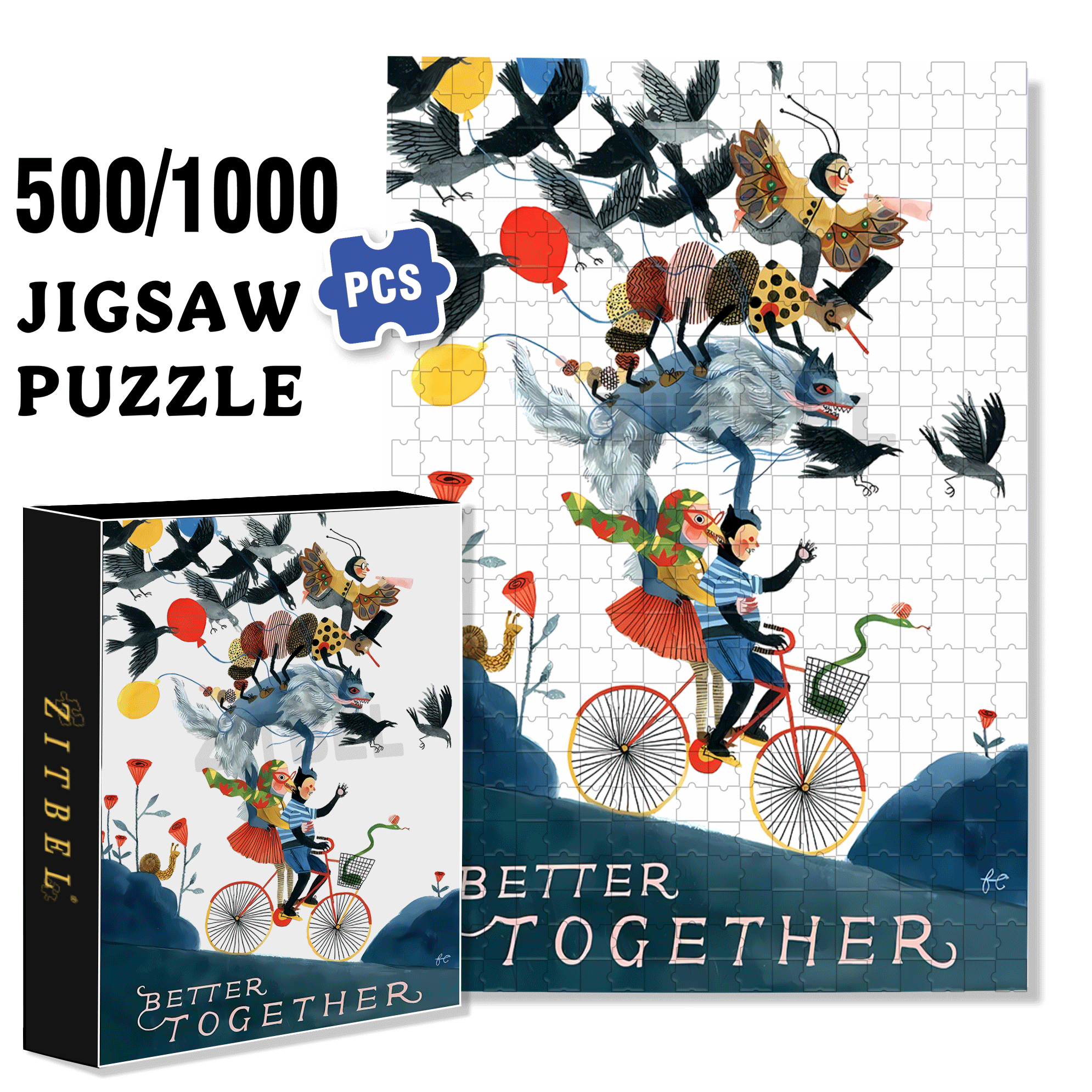 Better Togeter 500pcs/1000pcs Jigsaw Puzzle, Scratch-Resistant, Interactive Family Game & Brain-Boosting DIY Decor, Perfect for Halloween, Christmas & New Year Gifts, Family Puzzle Game